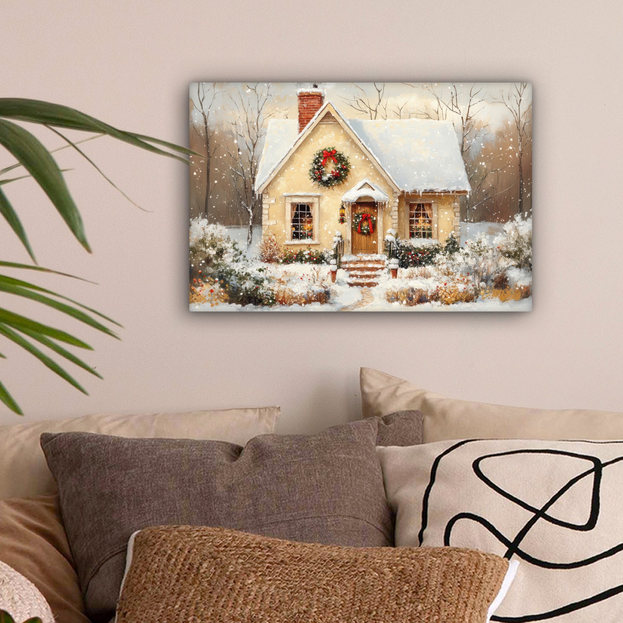 OneMillionCanvasses® Leinwandbild Weihnachten - Zuhause - Winter - Schnee, günstig online kaufen
