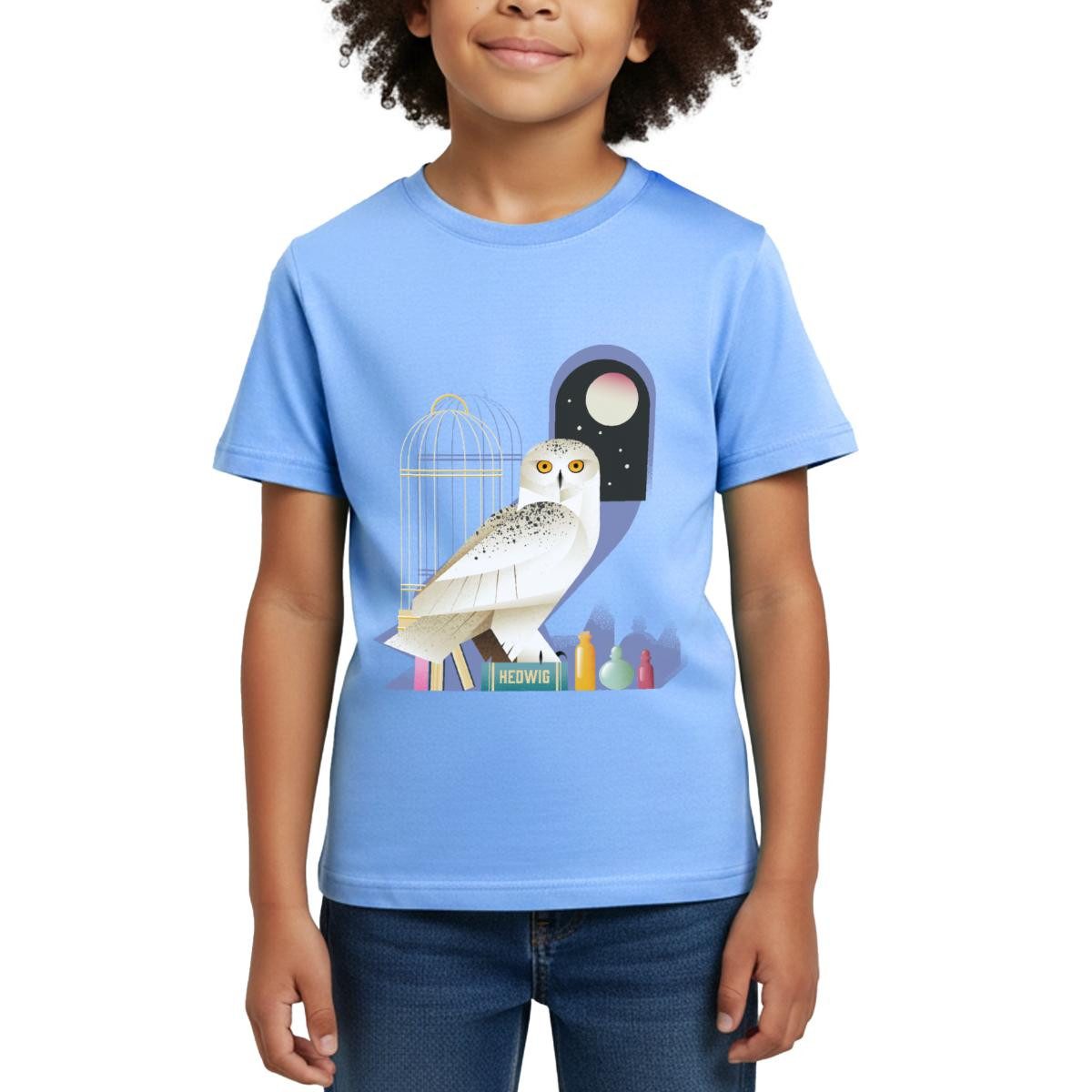 Spreadshirt T-Shirt Harry Potter Eule Hedwig Bei Nacht Kinder T-Shirt (1-tlg)