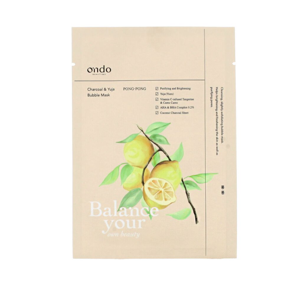 Ondo Beauty Gesichts-Reinigungsfluid 36.5 PONG-PONG Holzkohle und Yuja Blasenmaske 25 g