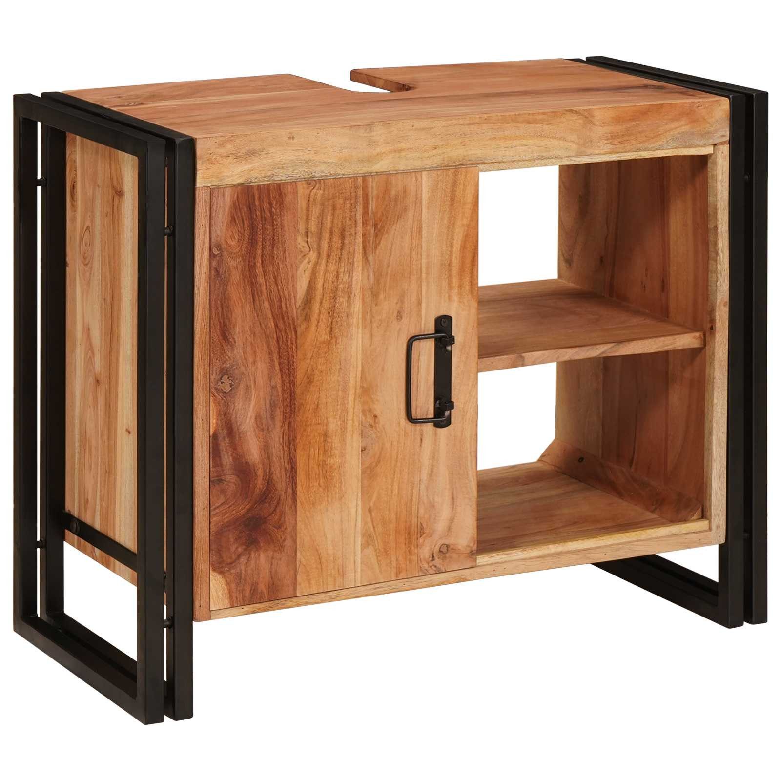 vidaXL Badezimmerspiegelschrank Waschbeckenunterschrank Braun 71 x 33 x 58 cm Massivholz (1-St)