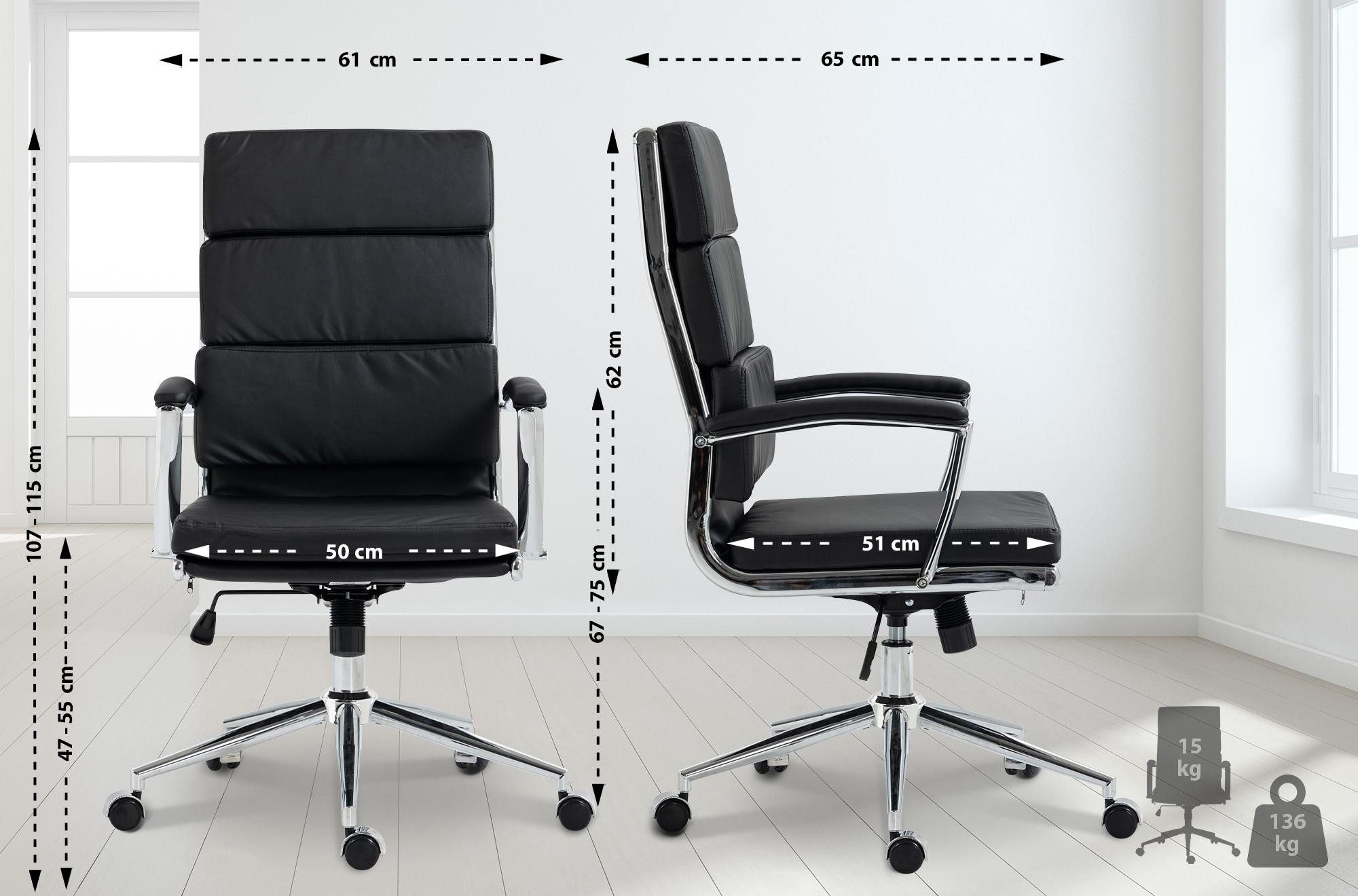 furnicato Bürostuhl Cleveland 107-115x61x65 cm schwarz (1 St)