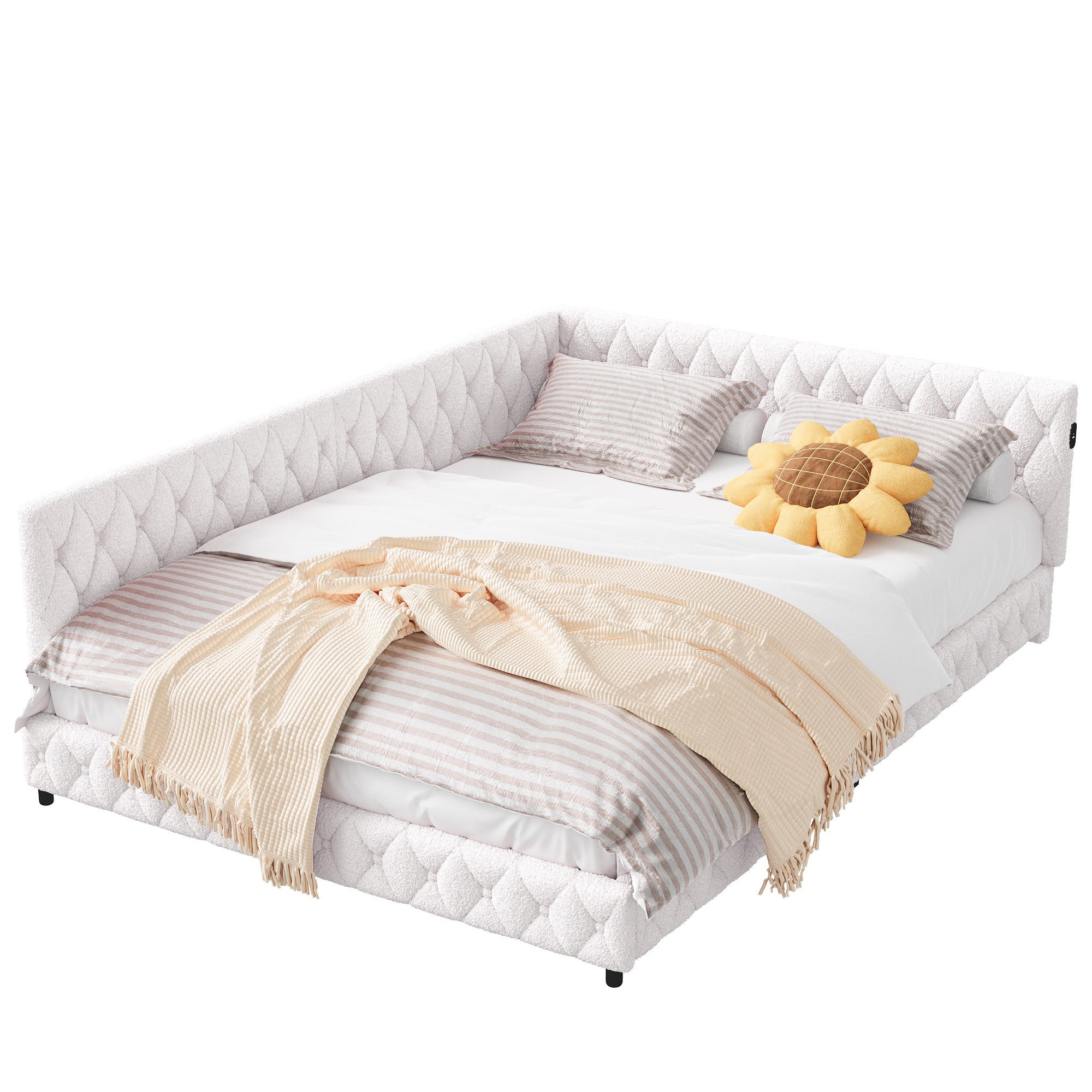 PXloue Polsterbett Daybett Tagesbett, Schlafsofa,Mit LED-Beleuchtung und US günstig online kaufen