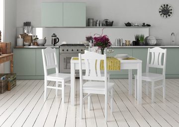 ERST-HOLZ Küchentisch Tisch 80x120 schlichter weißer Esstisch Massivholz