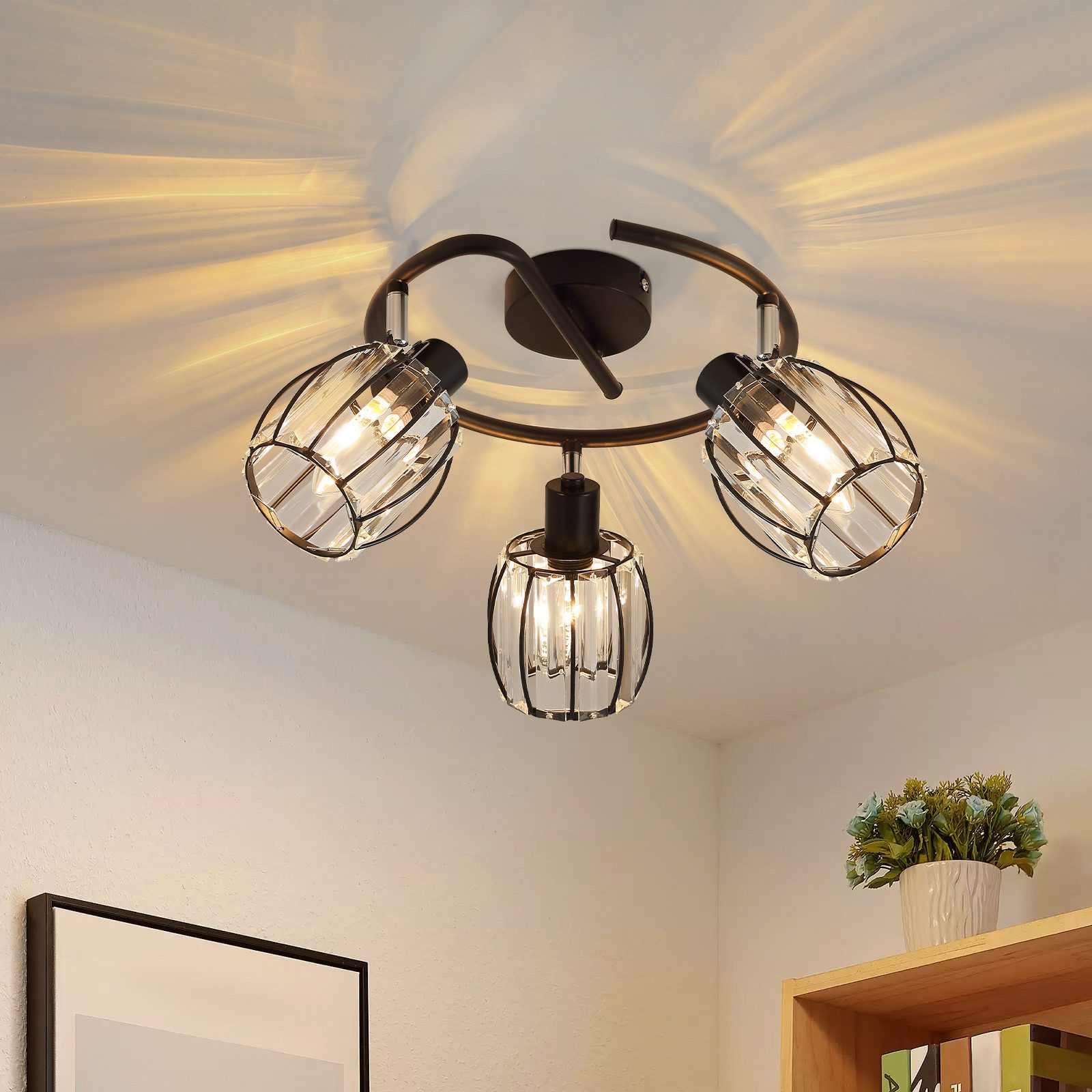 Nettlife Deckenstrahler Kristall Vintage Schwarz E14 günstig online kaufen