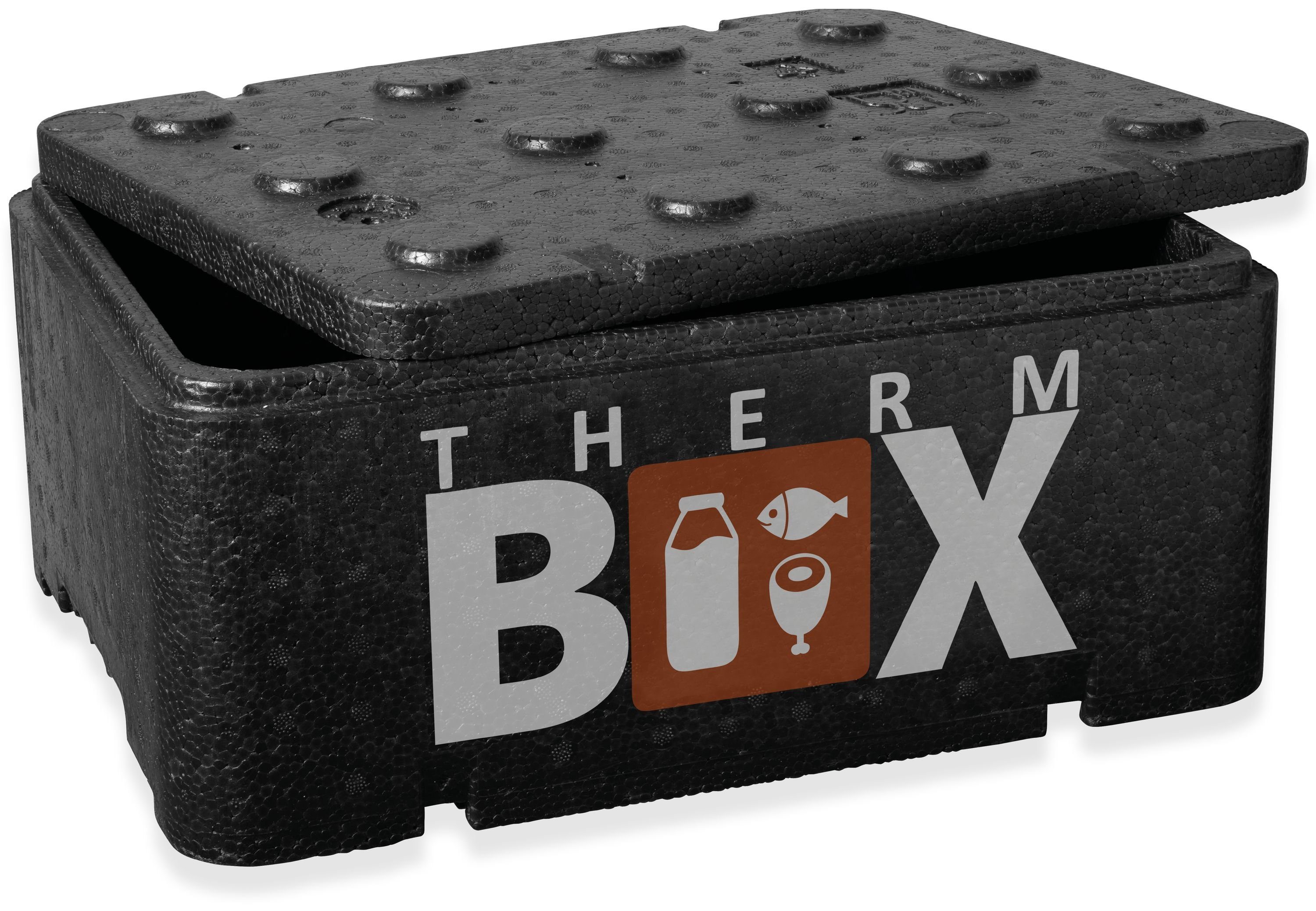 Auslauf THERM-BOX Thermobehälter Wiederverwendbar, (1, Karton), Isolierbox Styropor-Piocelan, Styroporbox mit 0-tlg., 12L Thermobox Kühlbox Box Deckel im Innenmaß:36x26x13cm Profibox Warmhaltebox 12BL