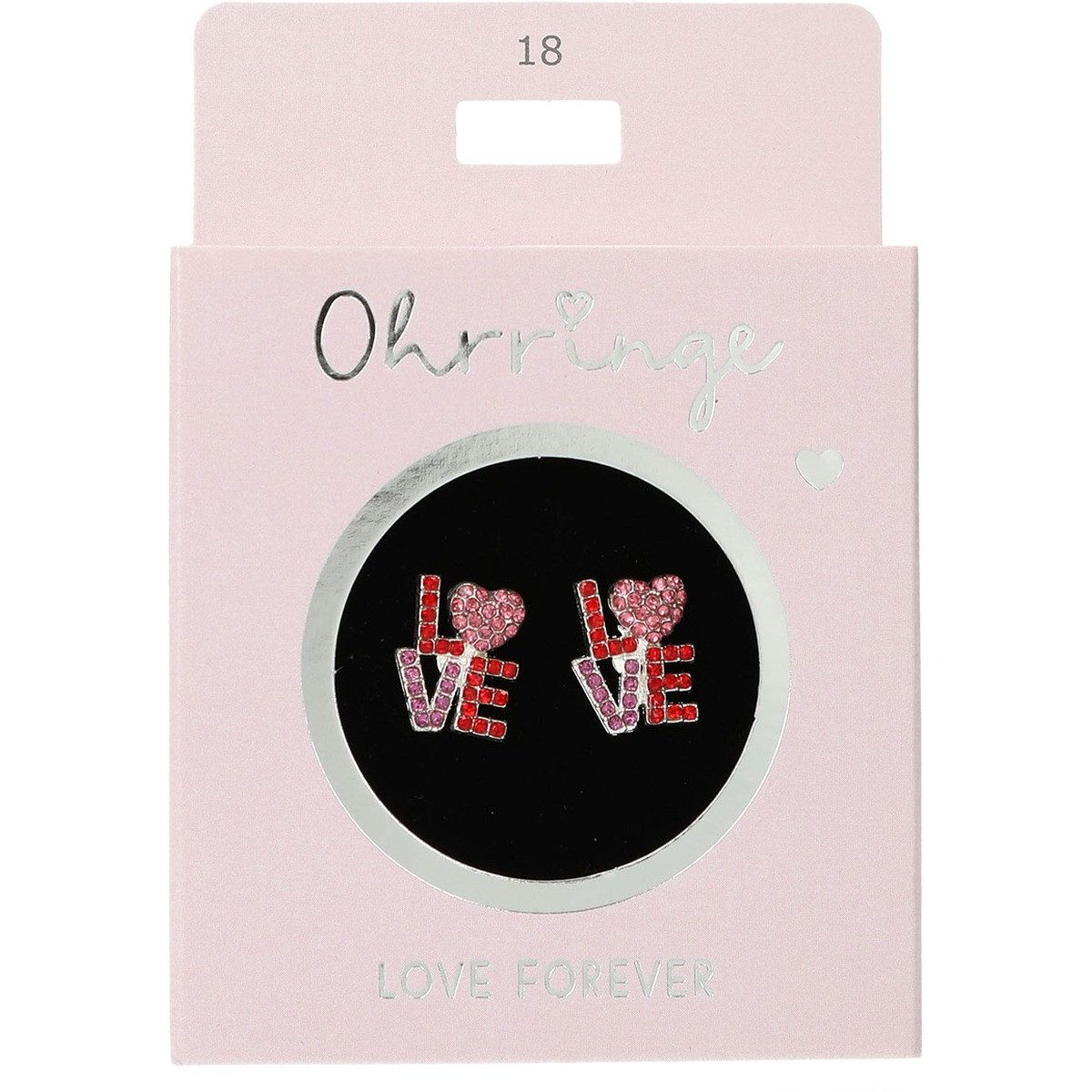 Depesche Ohrring und Ketten Set DEPESCHE Ohrringe Glitzer LOVE forever rosa Nr. 18