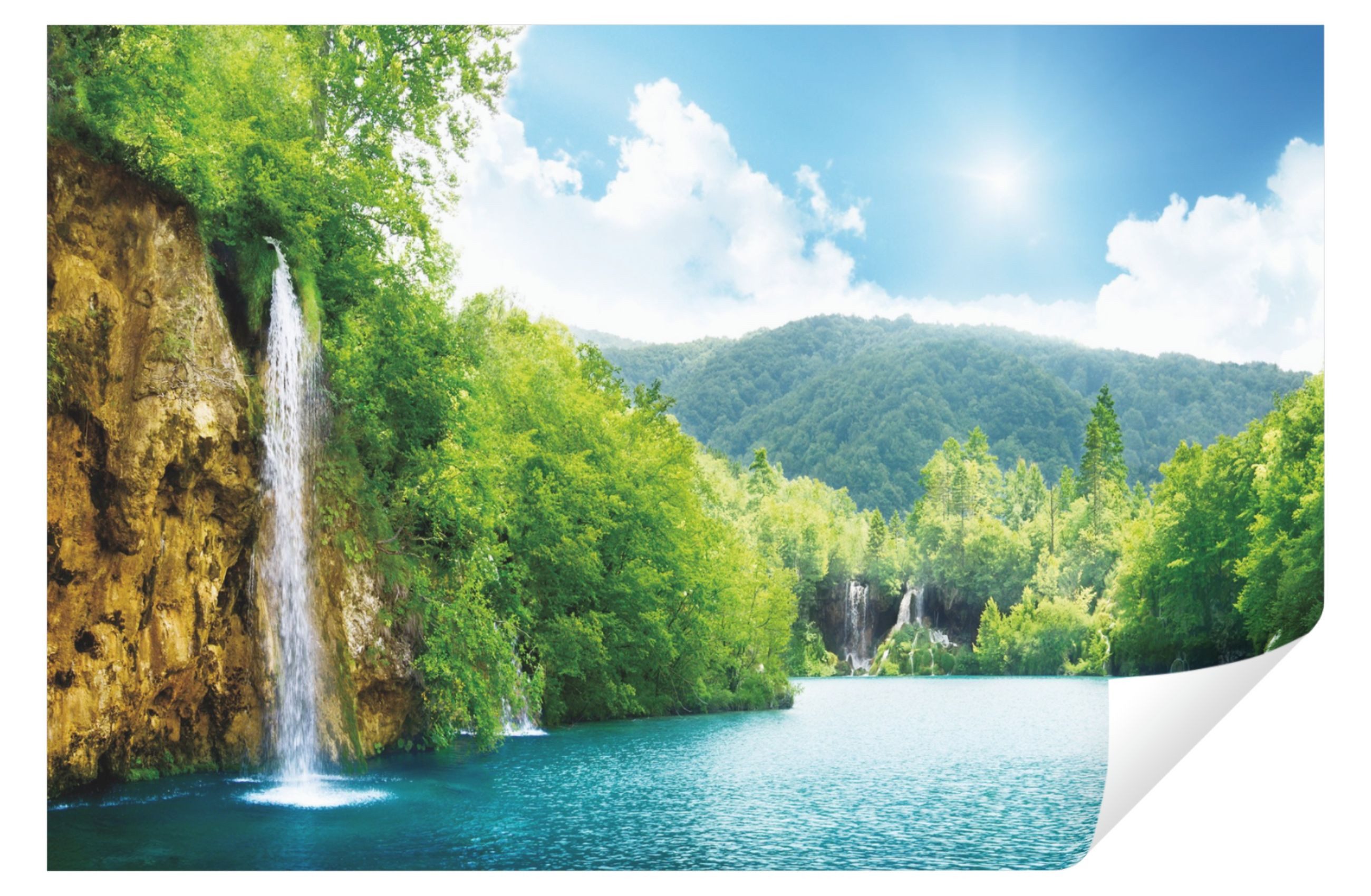 Wallarena Fototapete Wasserfall Landschaft Wald See Natur Wohnzimmer Schlaf günstig online kaufen