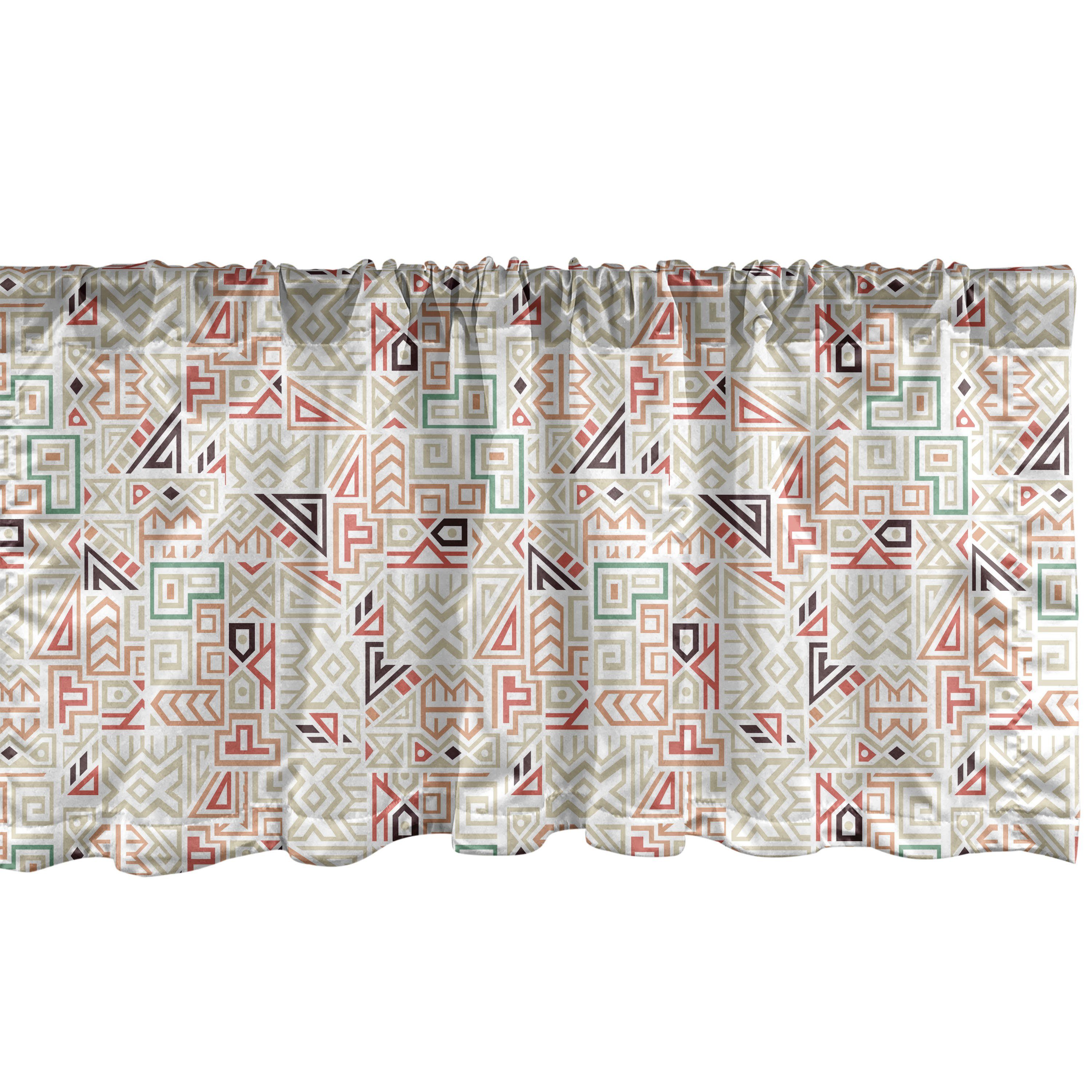 Scheibengardine Vorhang Volant für Küche Schlafzimmer Dekor mit Stangentasche, Abakuhaus, Microfaser, Stammes Geometrie-Grafik Sommer Tone