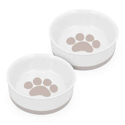 Navaris Napf, Keramik, 2x Hundenapf Futternapf Fressnapf - Futterschüssel für Hunde Katzen - Näpfe mit Silikon Boden - spülmaschinenfest rutschfest