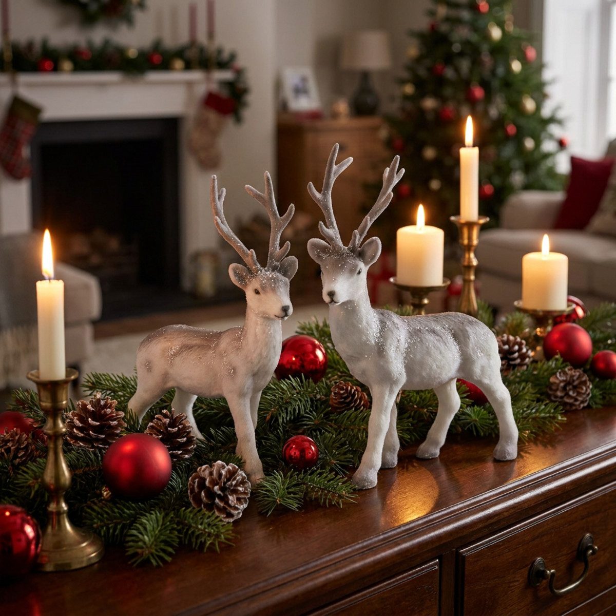 Florists Products Weihnachtsmann Deko Hirsch Set beflockt beschneit 27,5cm 2 Stück Winter – Bild 2 von 5