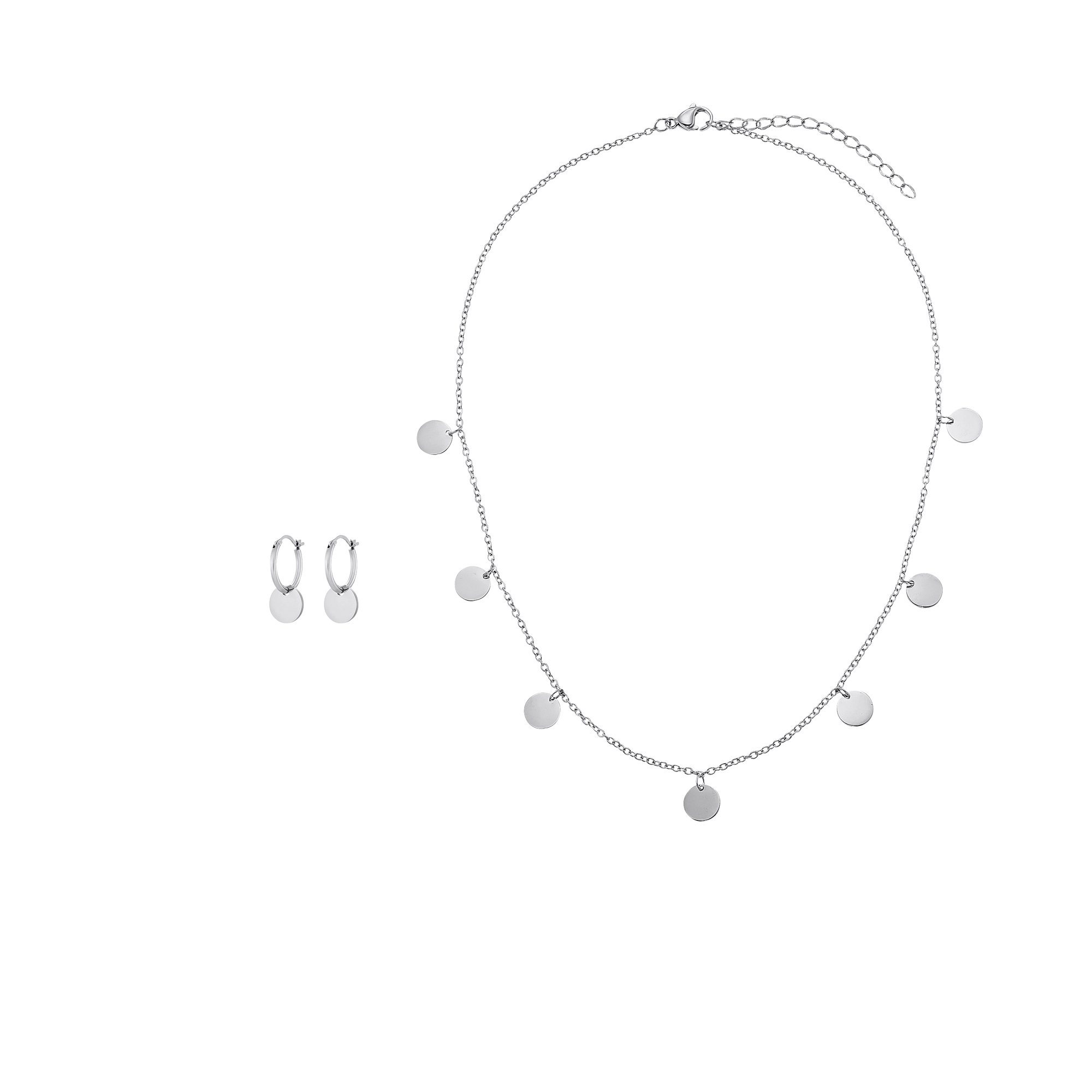 Valentinstagsgeschenk Heideman Collier Set Kreise silberfarben (keine Angabe, inkl. Geschenkverpackung), Geschenkset für Damen mit Kette und Creole, s