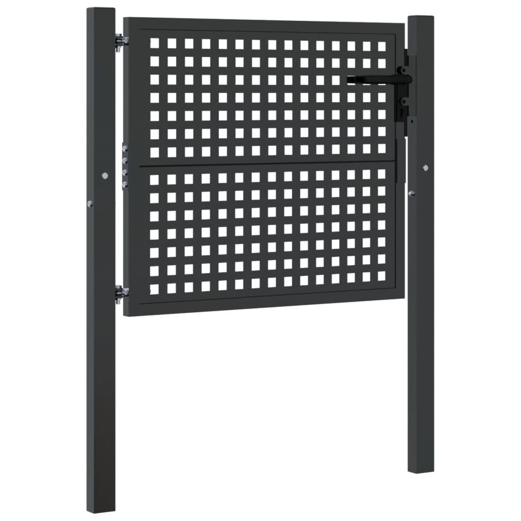 Gartentor 100 x 75 cm Gartentor Anthrazit 105x125 cm Stahl Abschließbar Zauntor