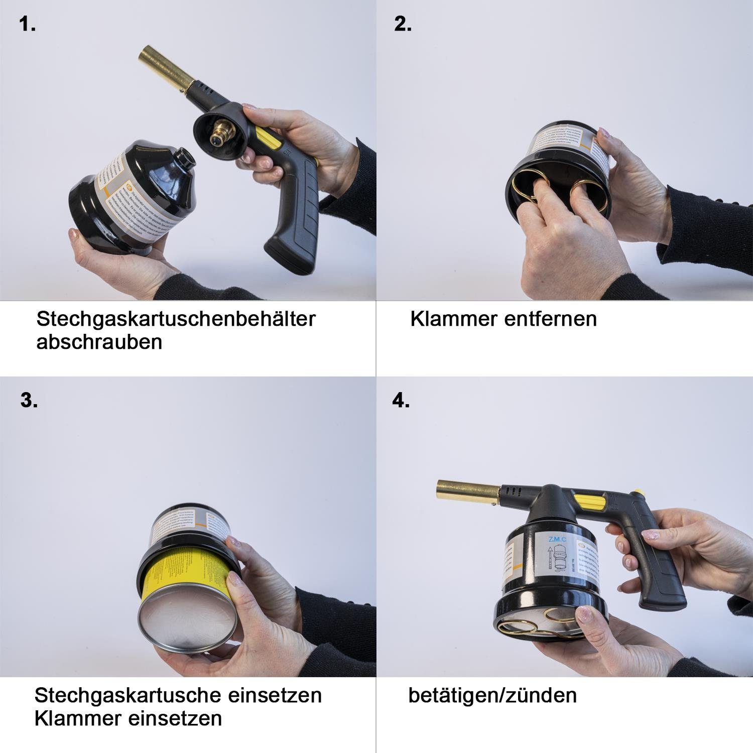 Lötlampe zu bis ° Lötbrenner Temperatur ZMC zu Grillanzünder 1350 Gaskartuschen Gasbrenner von Flammspritzpistole Bunsenbrenner Leistung (Lötpistole Flambierbrenner C erreichen), 4 kW + von 190g, 1,3 Gasanzünder Kohleanzünder