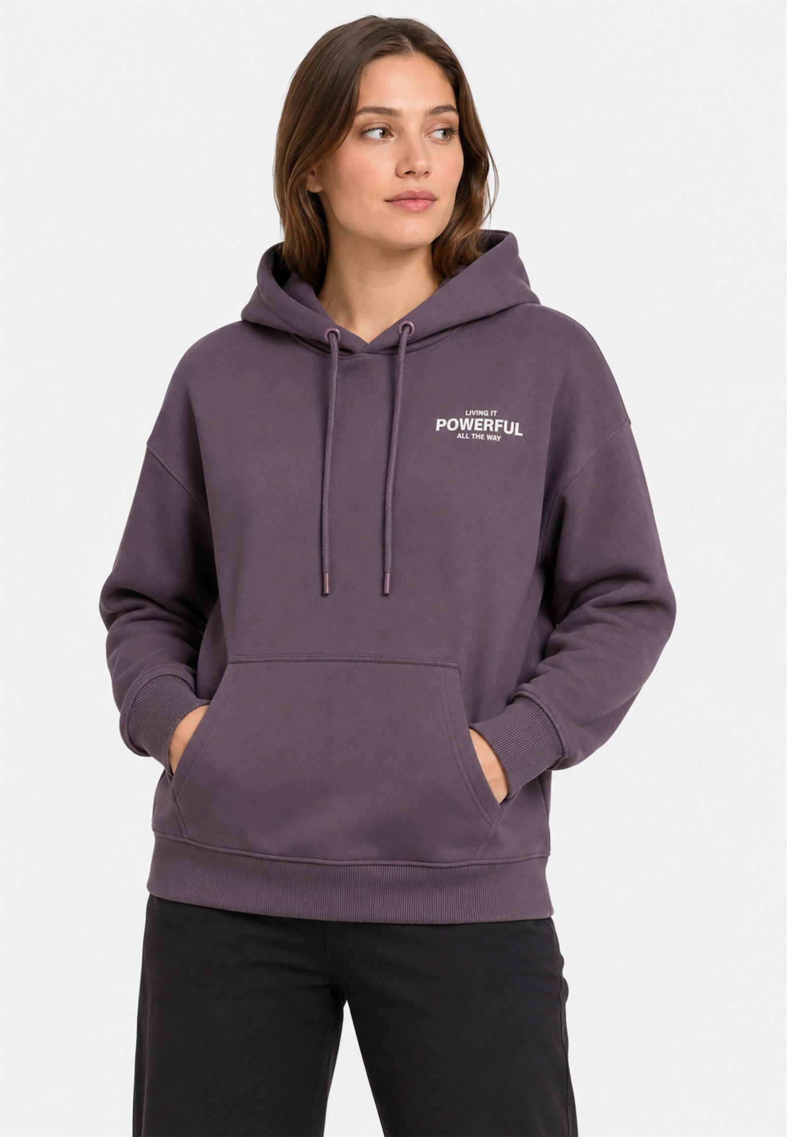 SUBLEVEL Hoodie Weicher mit Print und Komfortpassform für Damen (1-tlg) Baumwolle Normal Fit Kapuze Langarm Einfarbig atmungsaktiv