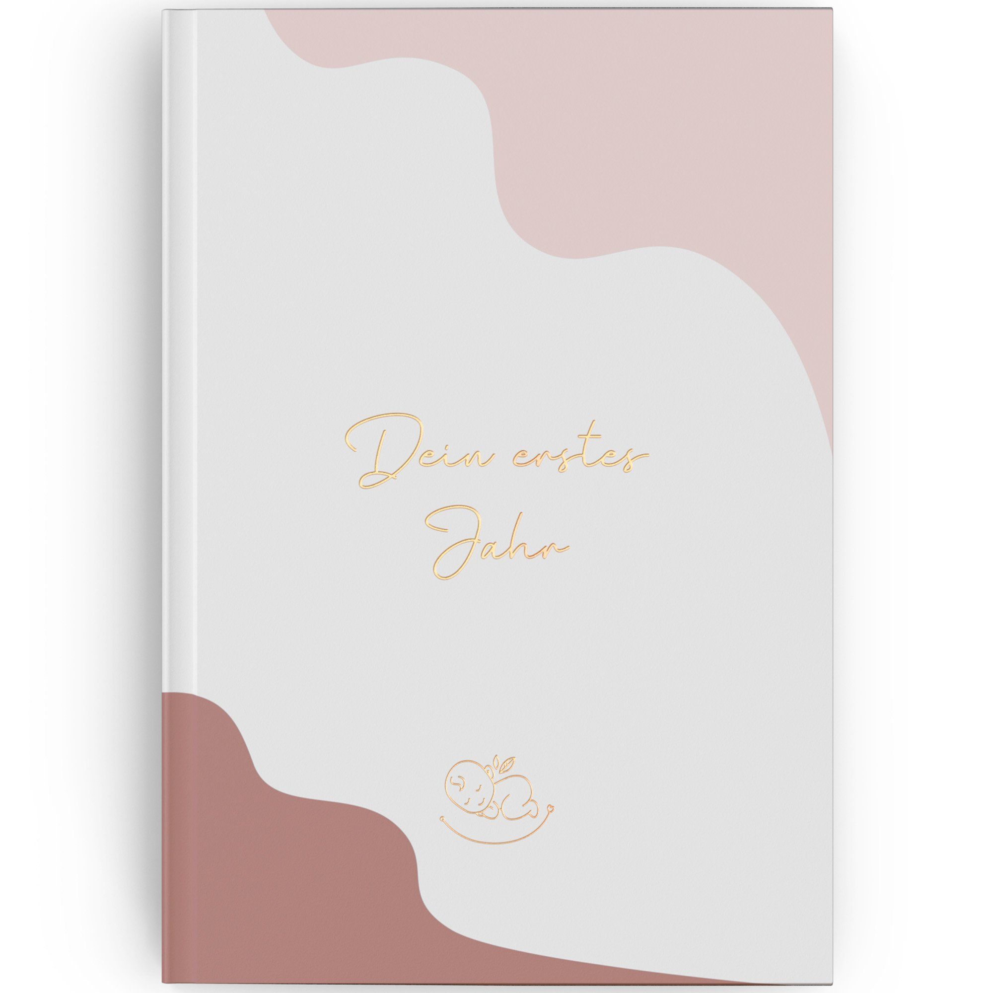 erste das für GOLD Babyalbum Geschenk oder Junge Babybuch für mit Mädchen, Jahr, goldener LEAF zur Edles & Tagebuch Baby Geburt