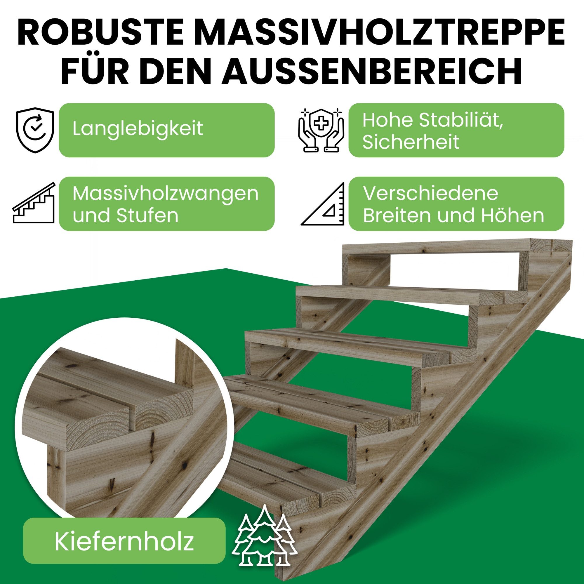 Gartenwelt Riegelsberger Außentreppe Terrassentreppe Kiefer kesseldruckimpr günstig online kaufen