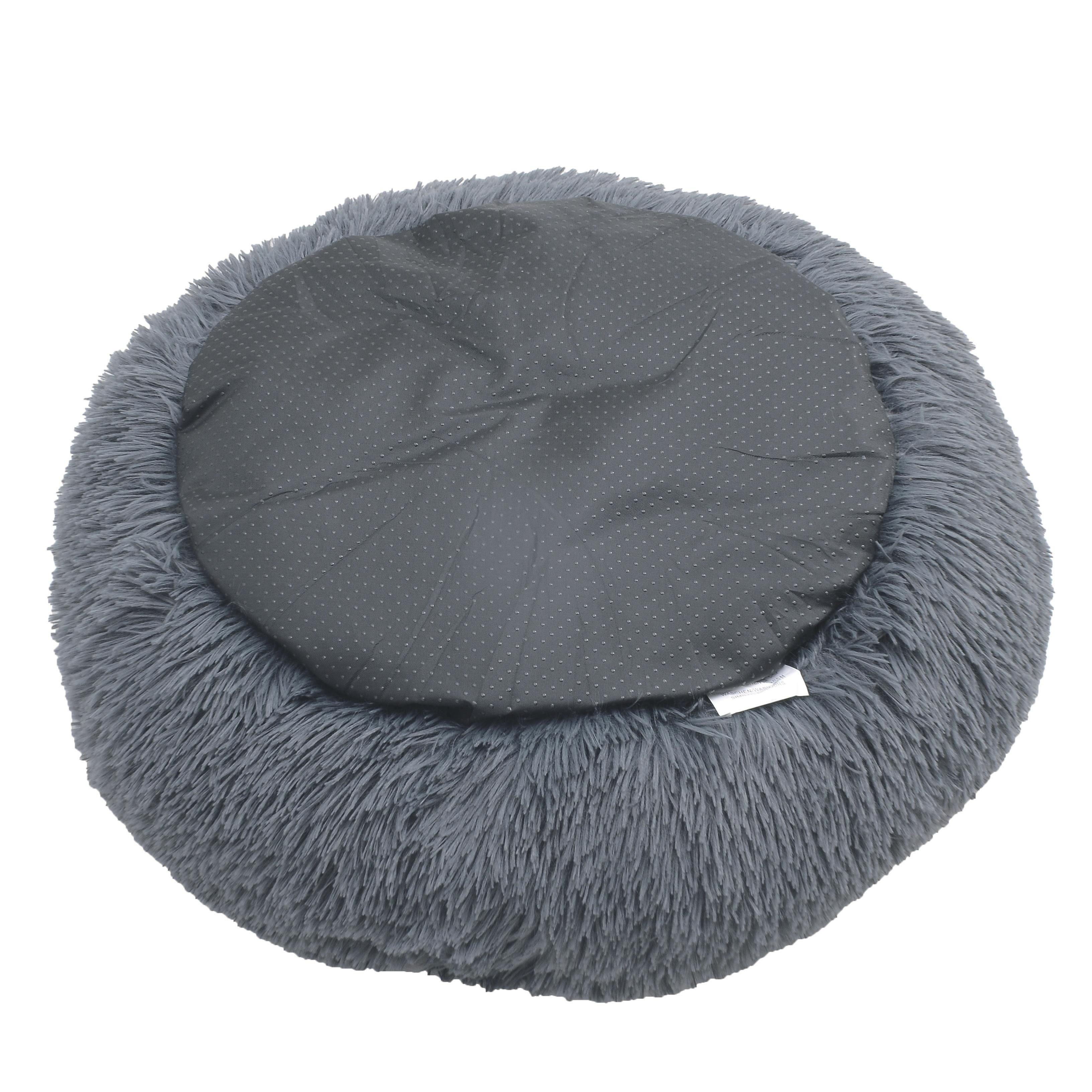 ESTEXO Hundebett Hundekissen Hundekorb 100 cm Plüsch Tierbett Hundesofa Dunkelgrau