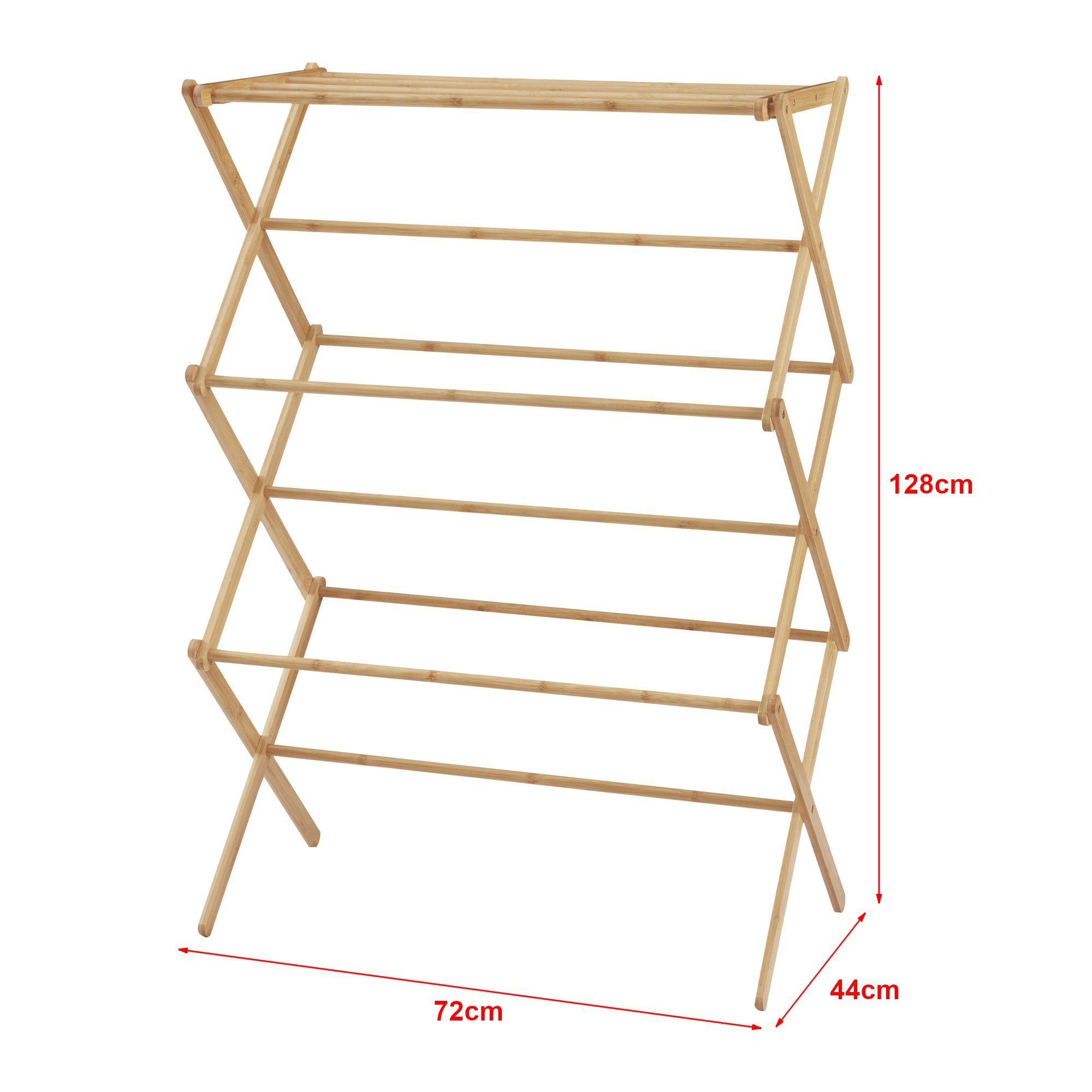 en.casa Wäscheständer, »Grinau« faltbar Bambus 128 x 72 x 44 cm
