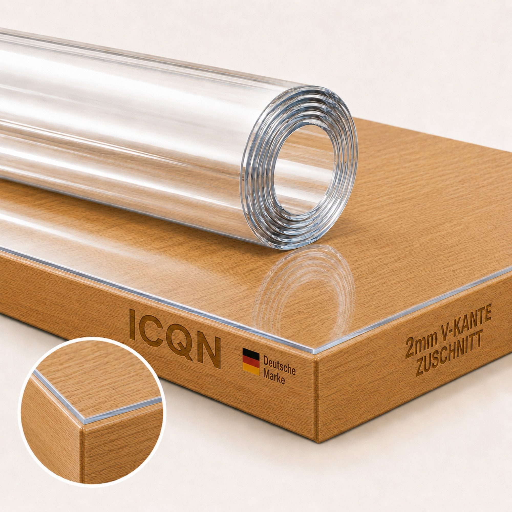 ICQN Tischdecke Transparente PVC Tischschutzfolie 2 mm, kratzfest & hitzebeständig