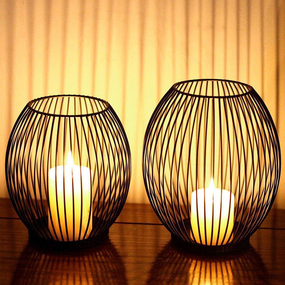 Kerzenständer Metall 1 Kerzenständer,Kreativ Kerzen Stück Laterne Kerzenständer,2 deko zggzerg Schwarz
