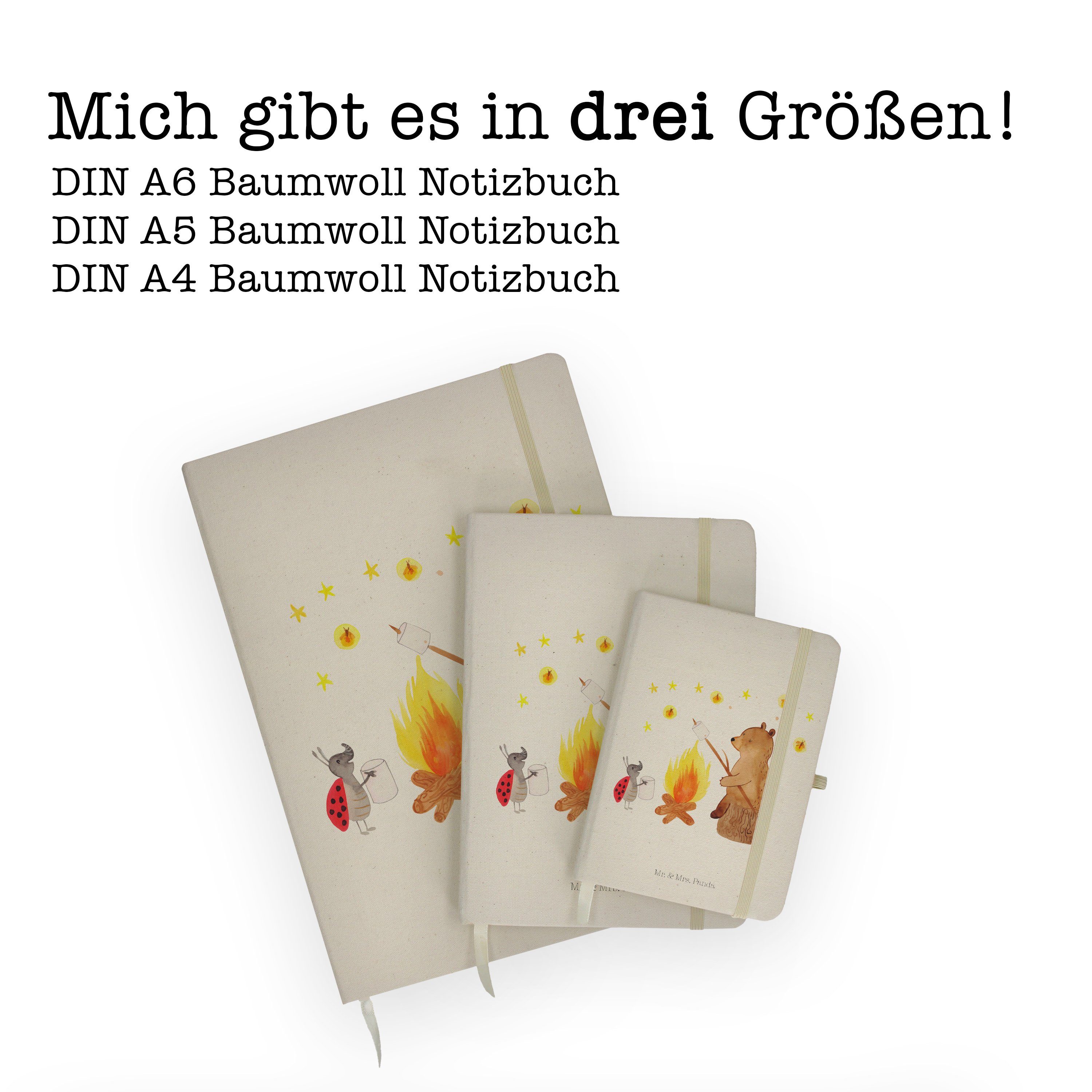 Notizbuch Geschenk, Mr. - Transparent Bär Tagebuch, - Mrs. Noti & Panda & & Mr. Mrs. Panda Marienkäfer Lagerfeuer
