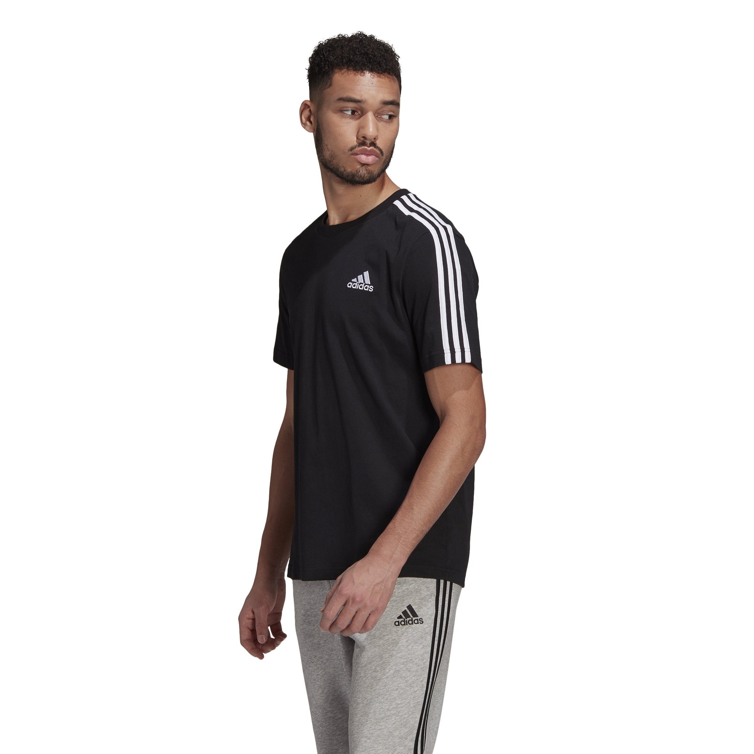 M SJ Kurzarmshirt 3S Sportswear adidas weiss-schwarz-pink T,BLACK/WHITE