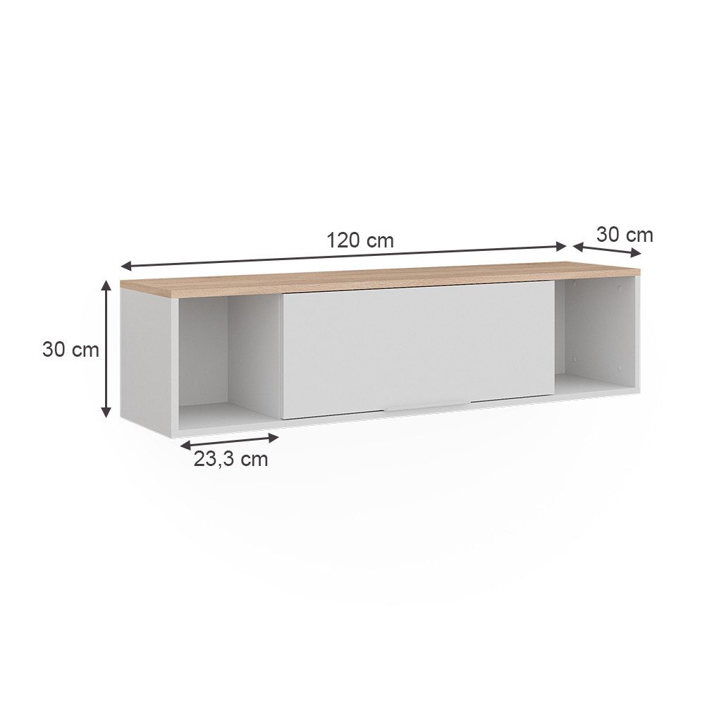 Vicco Bücherregal Betti, Weiß/Sonoma, 120 x 30 cm, 1-tlg.