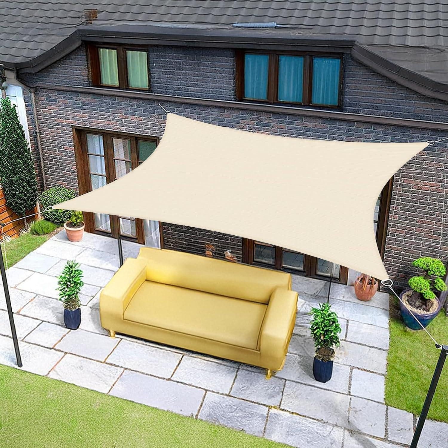 LuxusKollektion Sonnensegel Sonnensegel 4x5m Rechteckig Wasserdicht 95 UV Schutz 4x5 Helles Khaki
