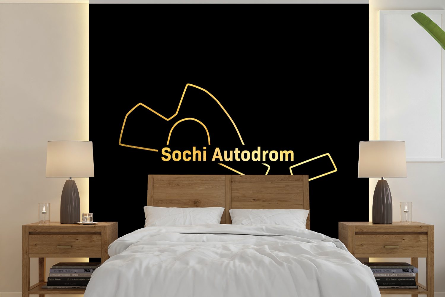 MuchoWow Fototapete Sotschi - F1-Rennstrecke, Matt, bedruckt, (5 St), Vinyl Tapete für Wohnzimmer oder Schlafzimmer, Wandtapete