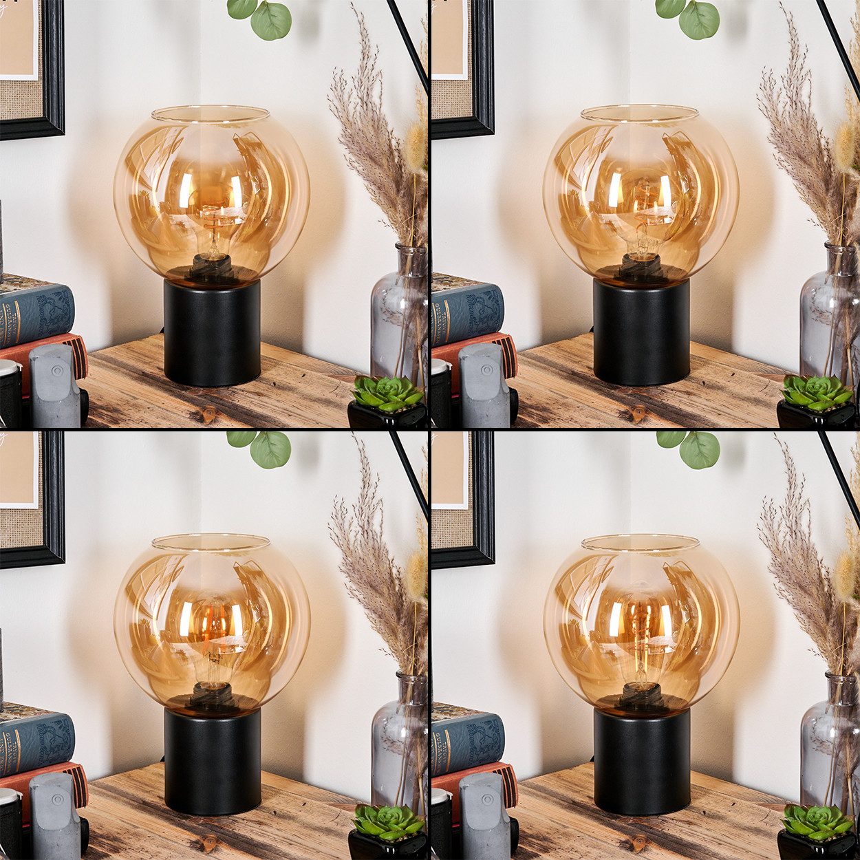 hofstein Tischleuchte Tischlampe aus Metall/Glas in günstig online kaufen