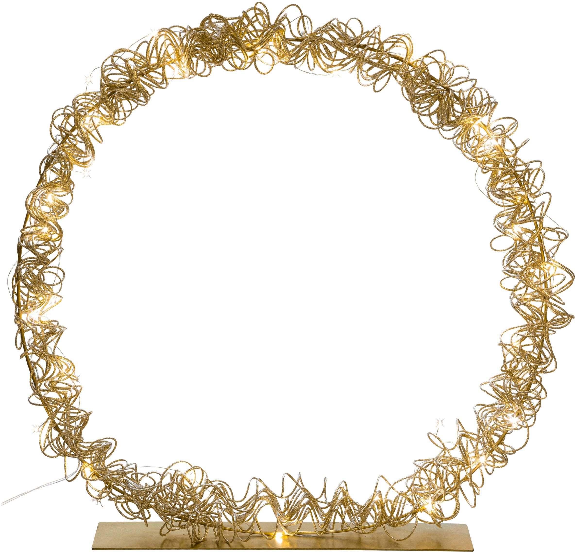 fest Metalldraht-Ring, Ø LED mit Timerfunktion mit cm, integriert, goldfarben LED's, Timerfunktion, light Creativ LED Dekolicht 45 35