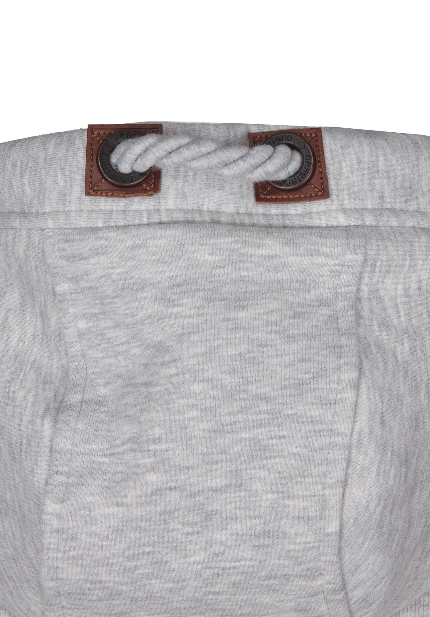 naketano Sweatjacke Herren mit Kapuze, breiter Stehkragen, melierte Sweatware, Kordelzug Eingrifftaschen, Rippbündchen, Kunstleder-Logo, casual, Streetwear – Bild 5 von 5