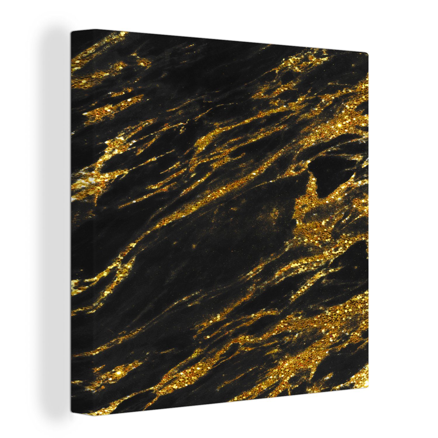 OneMillionCanvasses® Leinwandbild Marmor - Gold - Schwarz, (1 St), Leinwand Bilder für Wohnzimmer Schlafzimmer