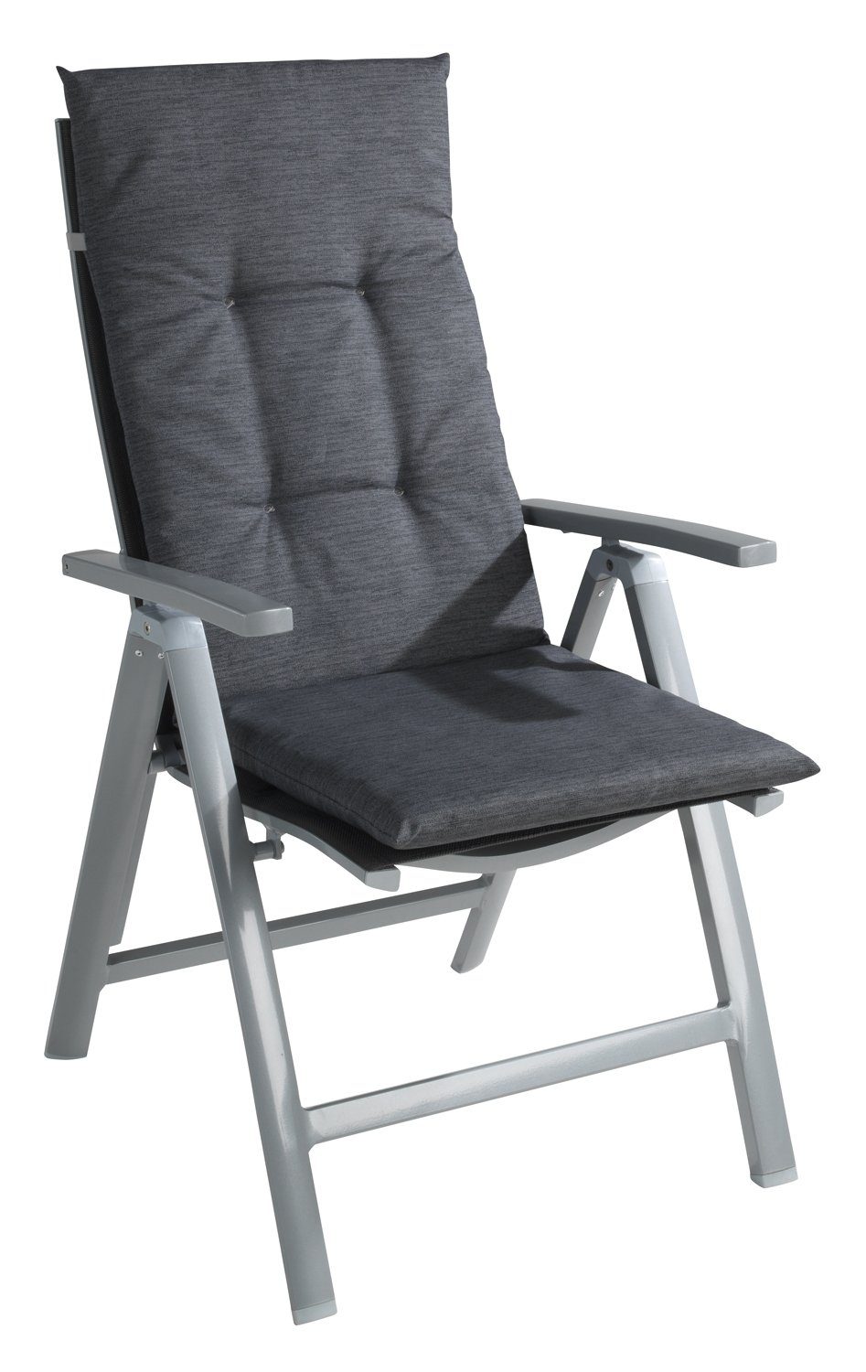 GO-DE Hochlehnerauflage INDIGRO, 46 x 118 cm, Grau, Baumwolle, Polyester, (6 St), Gartenstuhlauflage für Hochlehner