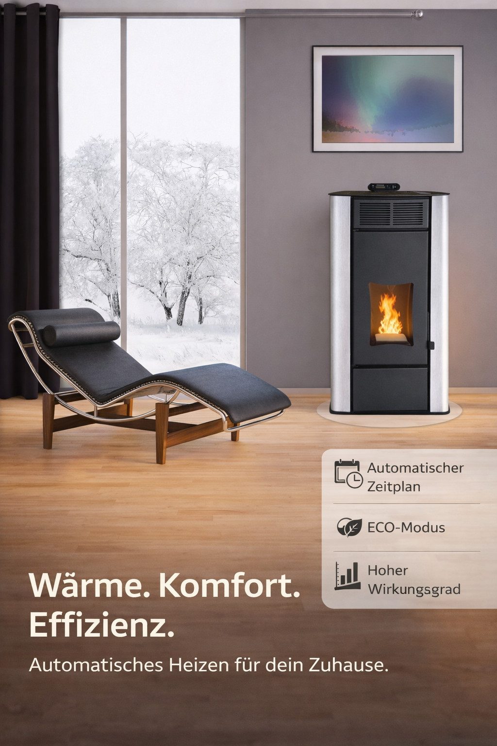 NEMAXX Pelletofen P18 Rot 18 kW wasserführend bis 300m³ Zentralheizung A+ 40 kg Tank, (Reinigungsautomatik, ECO-Modus, Sicherheitsabschaltung, Wochentimer, Wi-Fi Ready), BAFA/förderfähig, Wasser 12,5kW, effiziente Wärme, bis 18 Std.Laufzeit