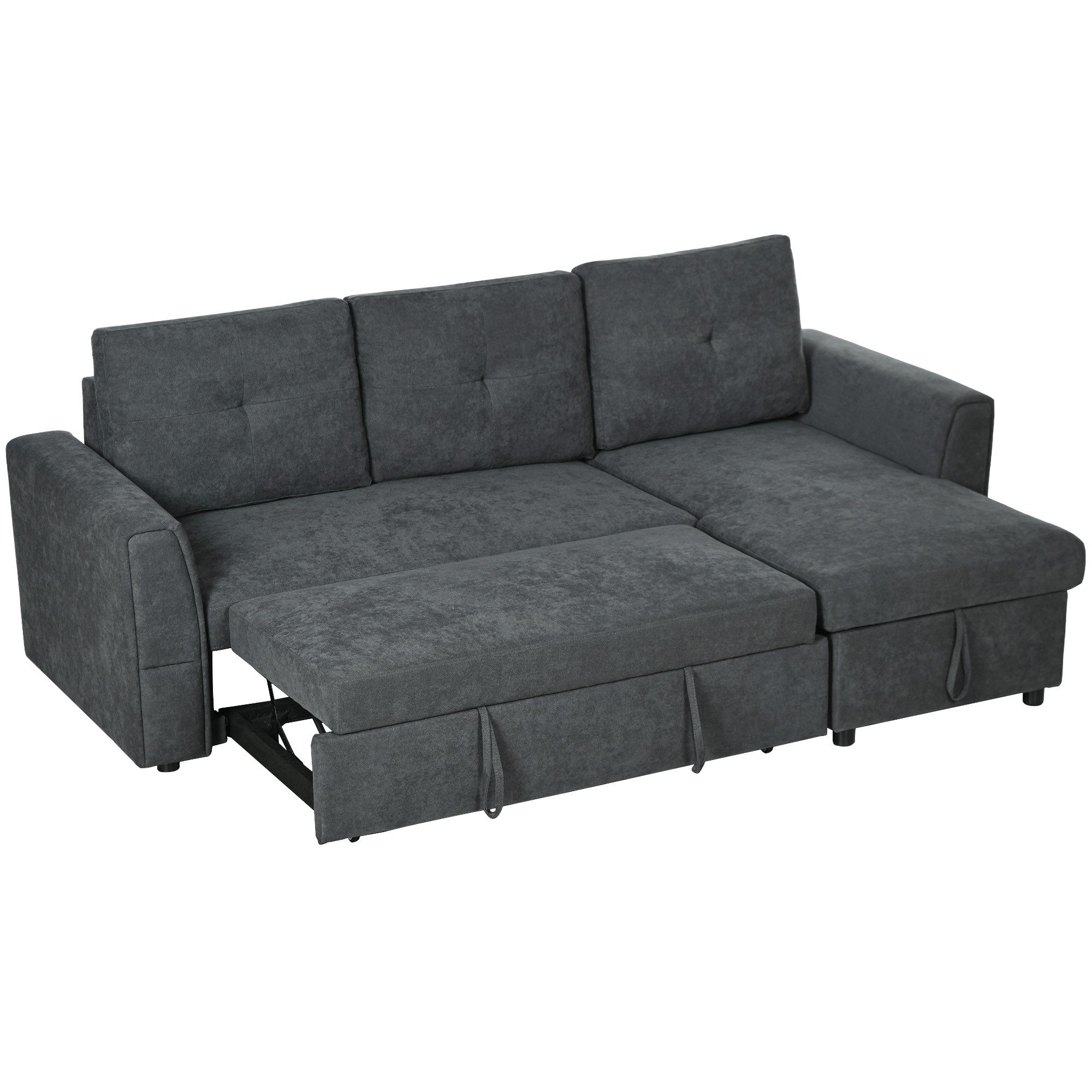 HOMCOM Ecksofa 3 Sitzer Couch mit Stauraum, Chaiselongue, Leinenoptik, Schl günstig online kaufen