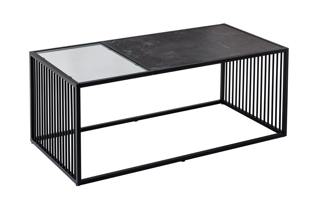 riess-ambiente Couchtisch ARCHITECTURE 100cm graphit / schwarz (Einzelartikel, 1-St), Wohnzimmer · Glas · Metall · Marmor-Optik · Industrial Design