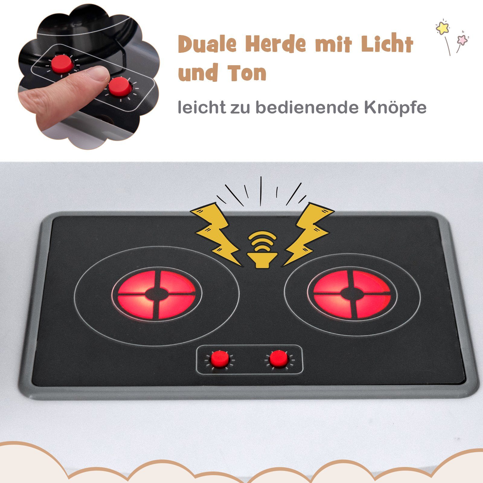 COSTWAY Spielküche Kinderküche Eck, aus Holz, ab 3 Jahren