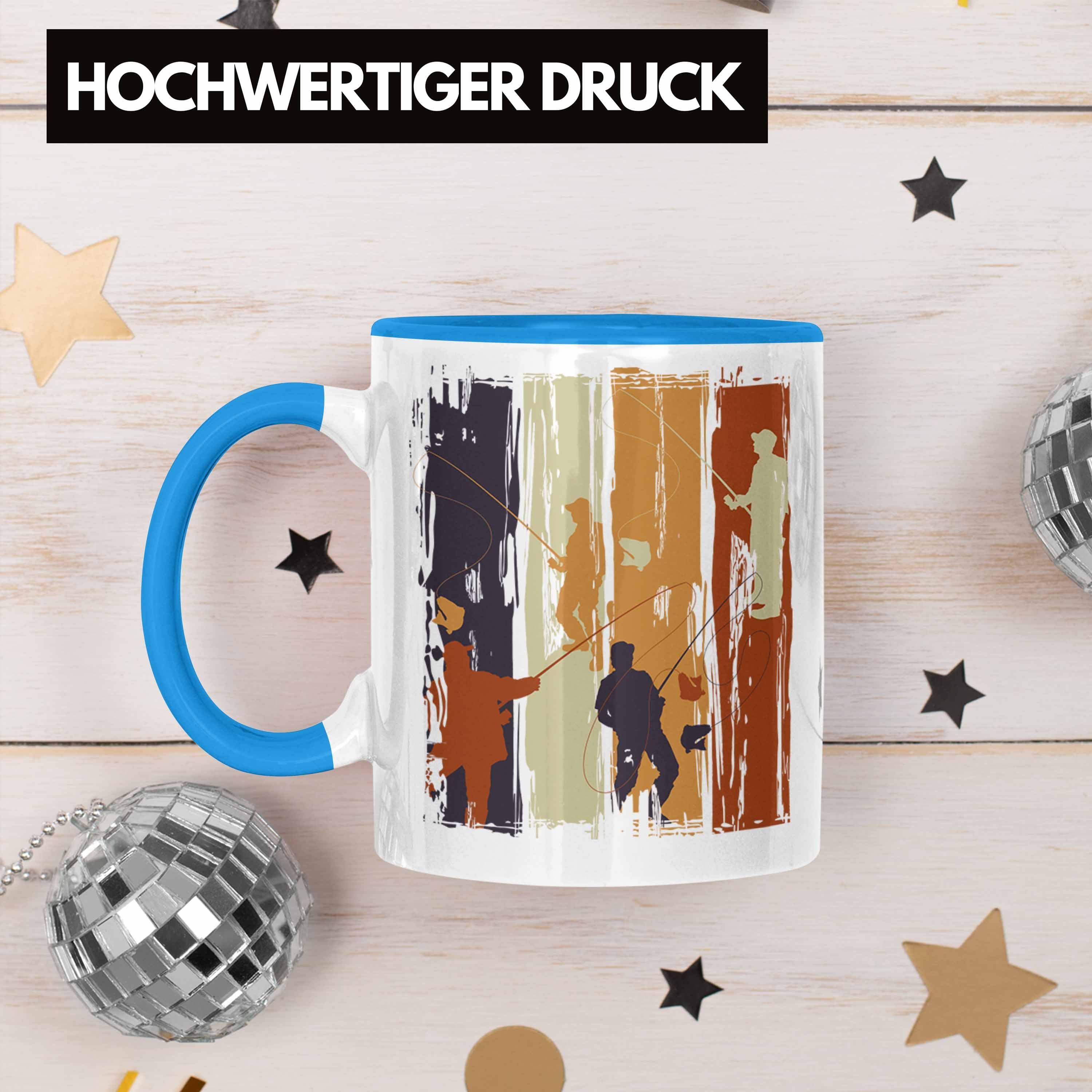 Geschenk Becher Lustig Trendation - Fischer Angeln Grafik Männer Tasse Blau Angler Tasse Geschenkidee Trendation für