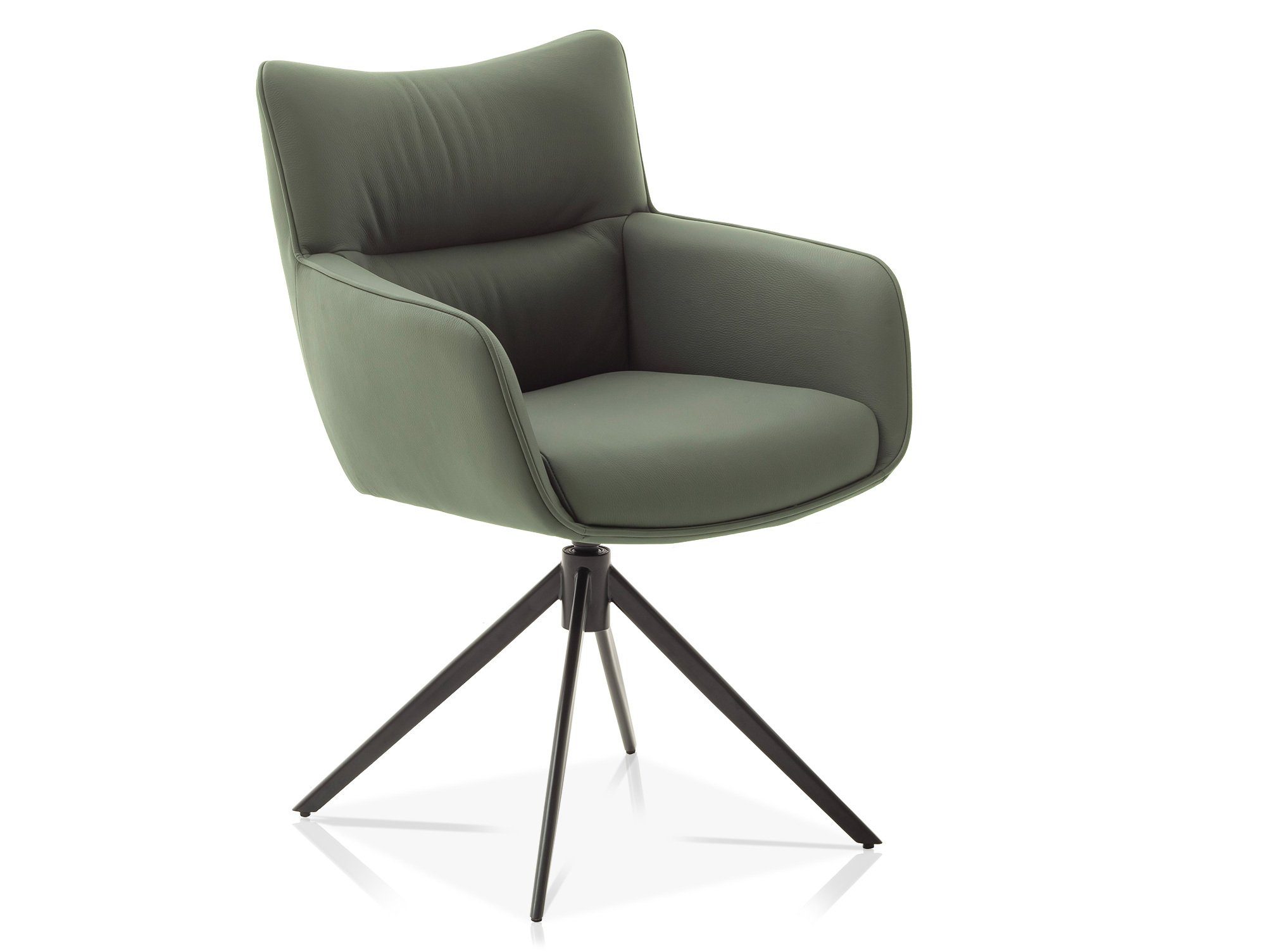 Moebel-Eins Polsterstuhl, LUCCINO Schalenstuhl, Material Echtleder, Gestell schwarz matt