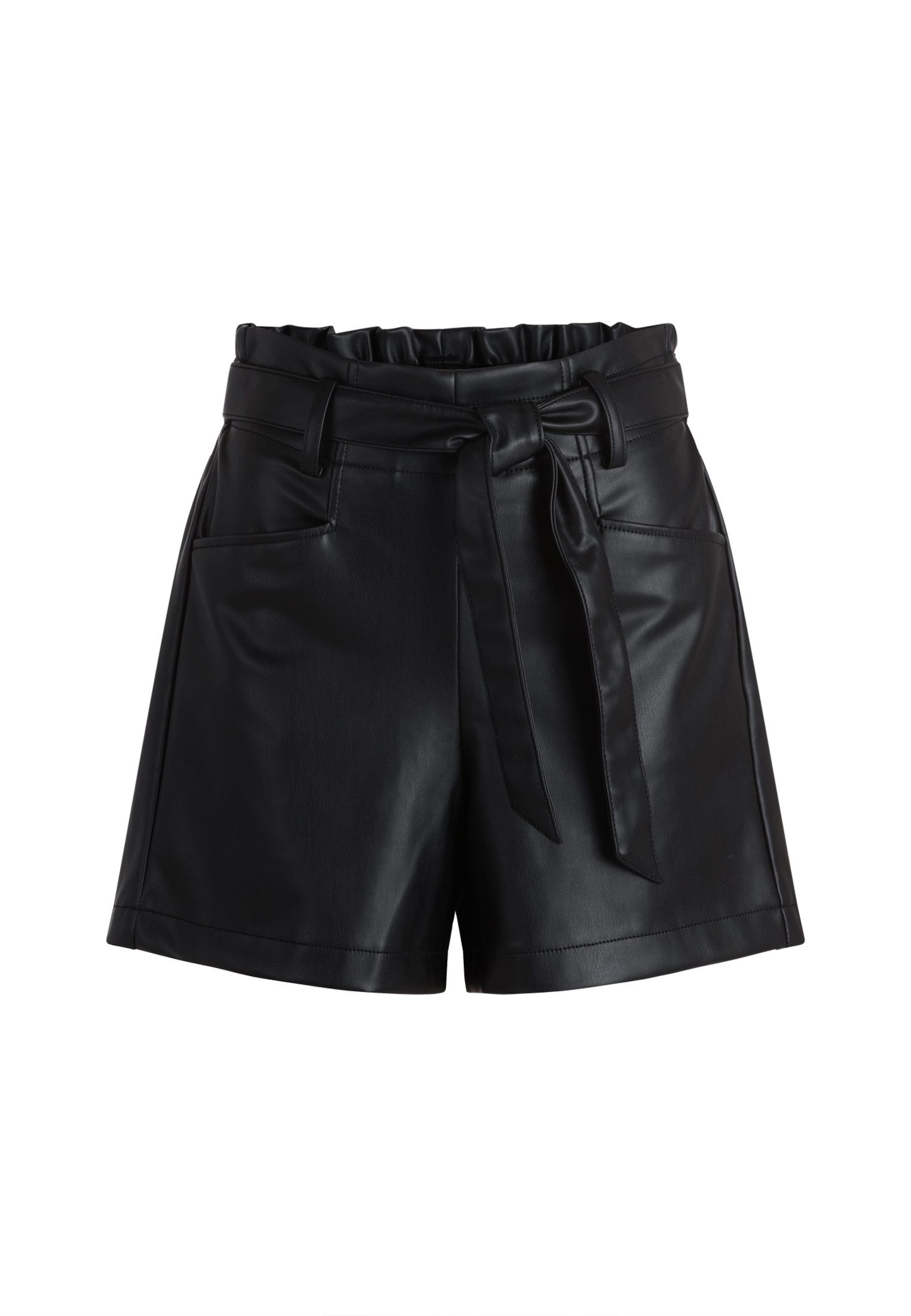 Zero Shorts Damen Lederoptik mit Bindegürtel Gürtel günstig online kaufen