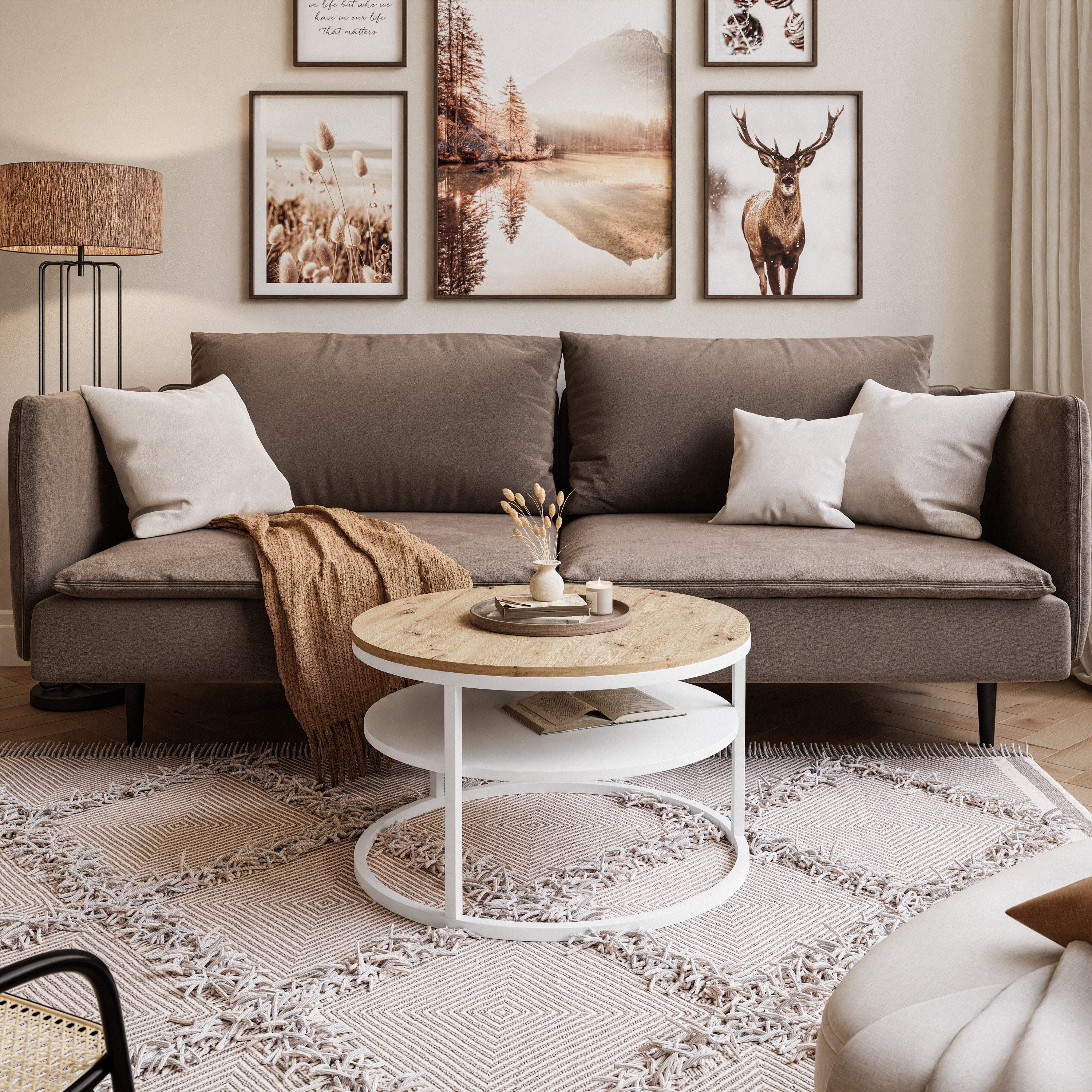 Lookway Couchtisch CIRI SLIM LOFT mit Ablage (1 Tisch), Durchmesser: ⌀ 60 c günstig online kaufen