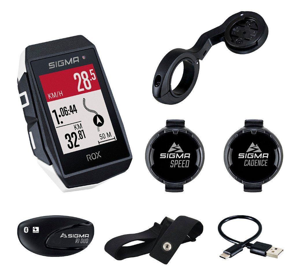 SIGMA Fahrradcomputer Rox 11.1 Evo Sensor Set GPS Bike Computer Navi Fahrradtacho Komoot