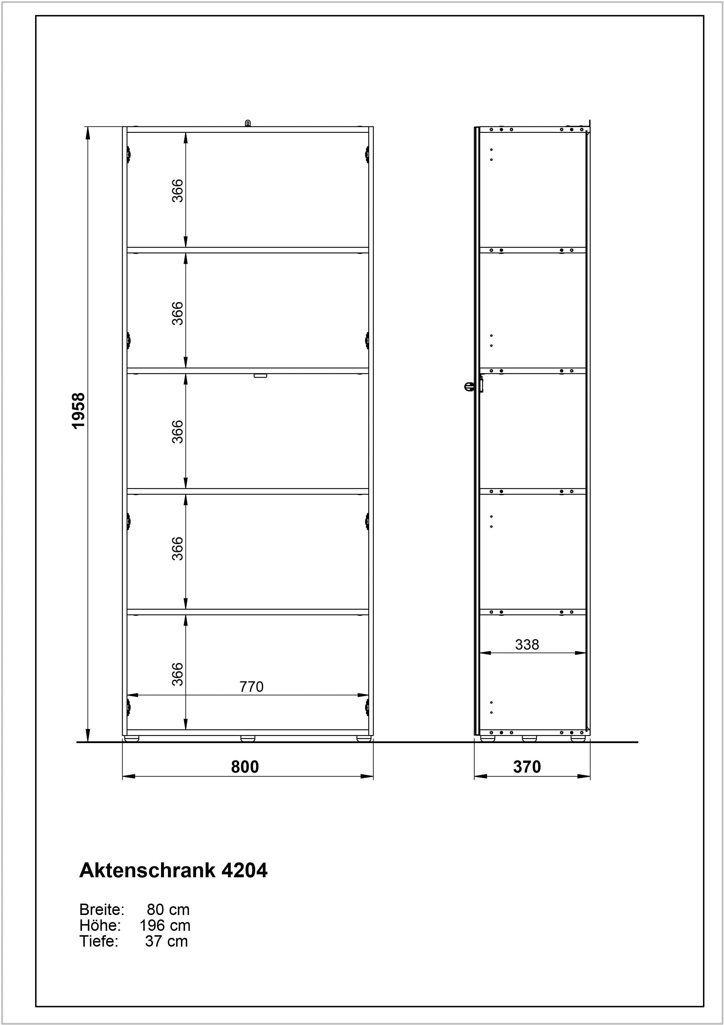 GERMANIA Büro-Set GW-Monteria, (Set, 8-St) eiche-weiß