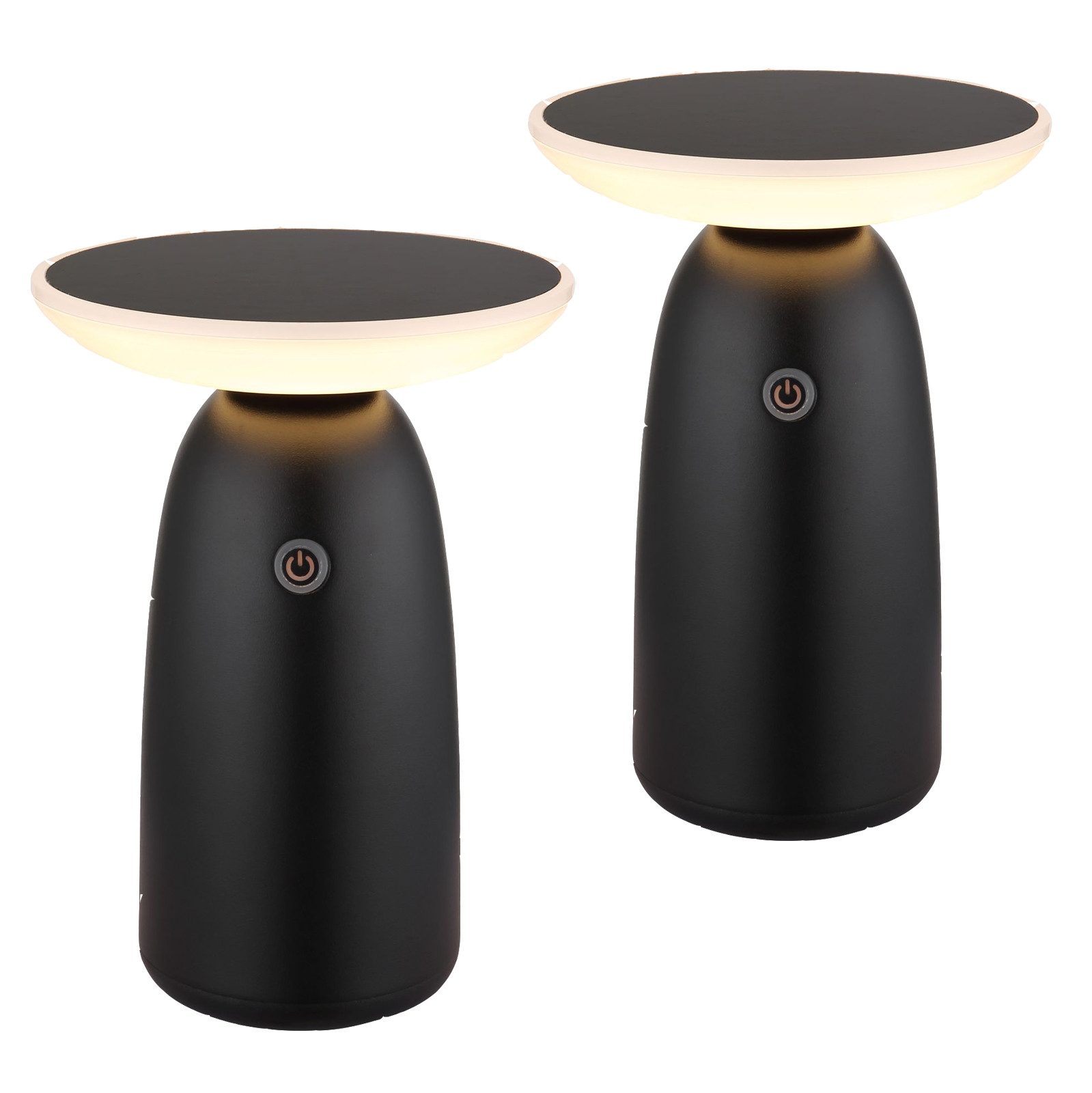 bmf-versand LED Solarleuchte Tischlampe kabellos Akku 2er Set Solar Tischleuchte Außen, Touchdimmer, LED fest integriert, Warmweiß, USB-Anschluss