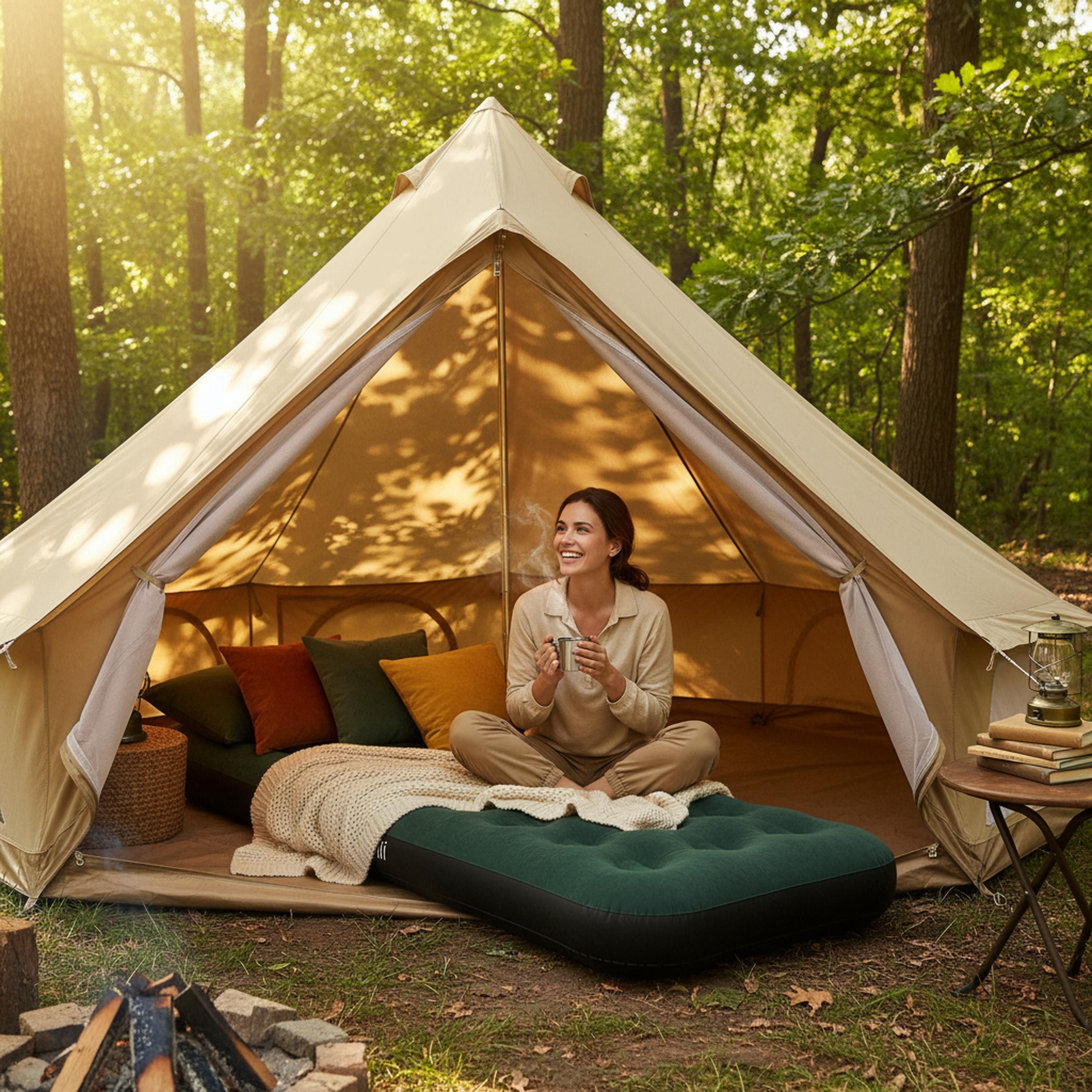 Avenli Luftmatratze Luftbett Camping für 1 Person grün 191x73x22cm Single-Size, (aufblasbar Ideal als Reisebett oder Isomatte, 1-St., für Indoor und Outdoor mit beflockter Oberfläche), Campingmatratze ohne Pumpe