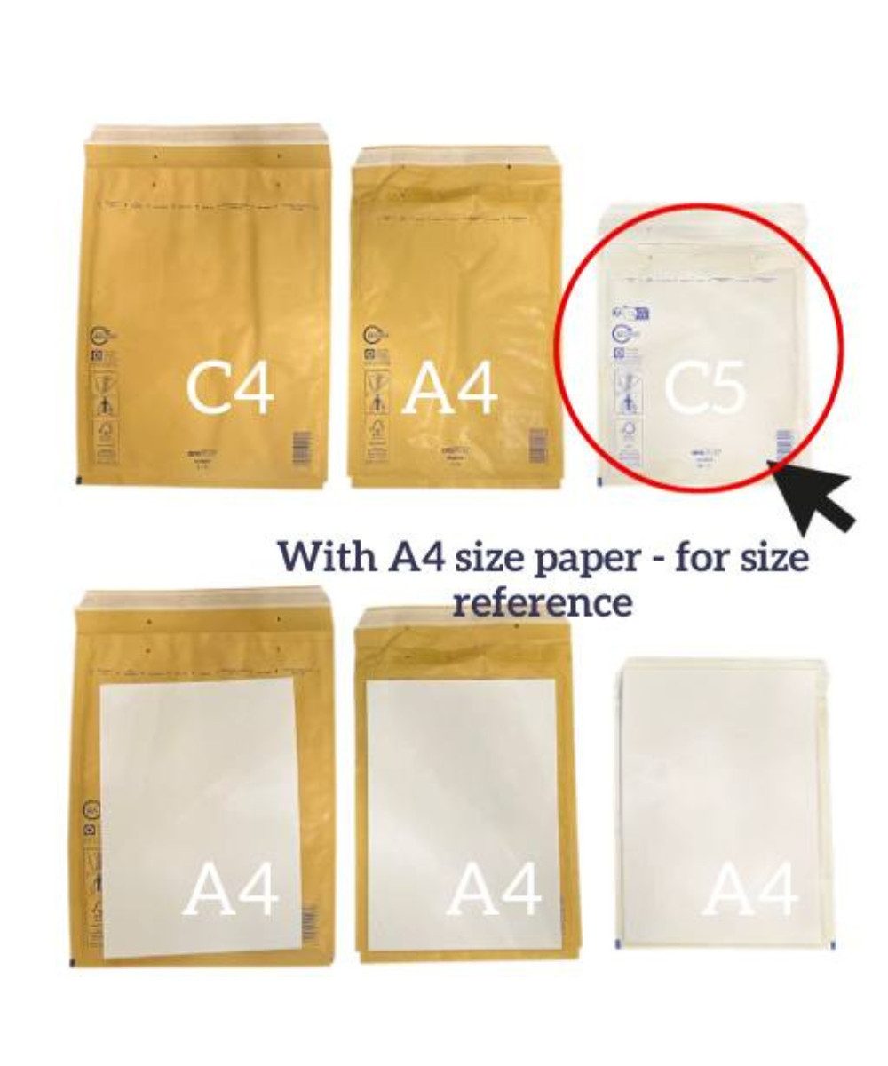 aroFOL® Versandtasche aroFOL CLASSIC Luftpolstertaschen weiß DIN C5, Aufreiß-Perforation, Stanzloch für Musterklammern, recycelbar