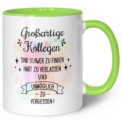 GRAVURZEILE Tasse mit Spruch - Großartige Kollegen - Abschiedsgeschenk für die Kollegen, Keramik, Farbe: Grün