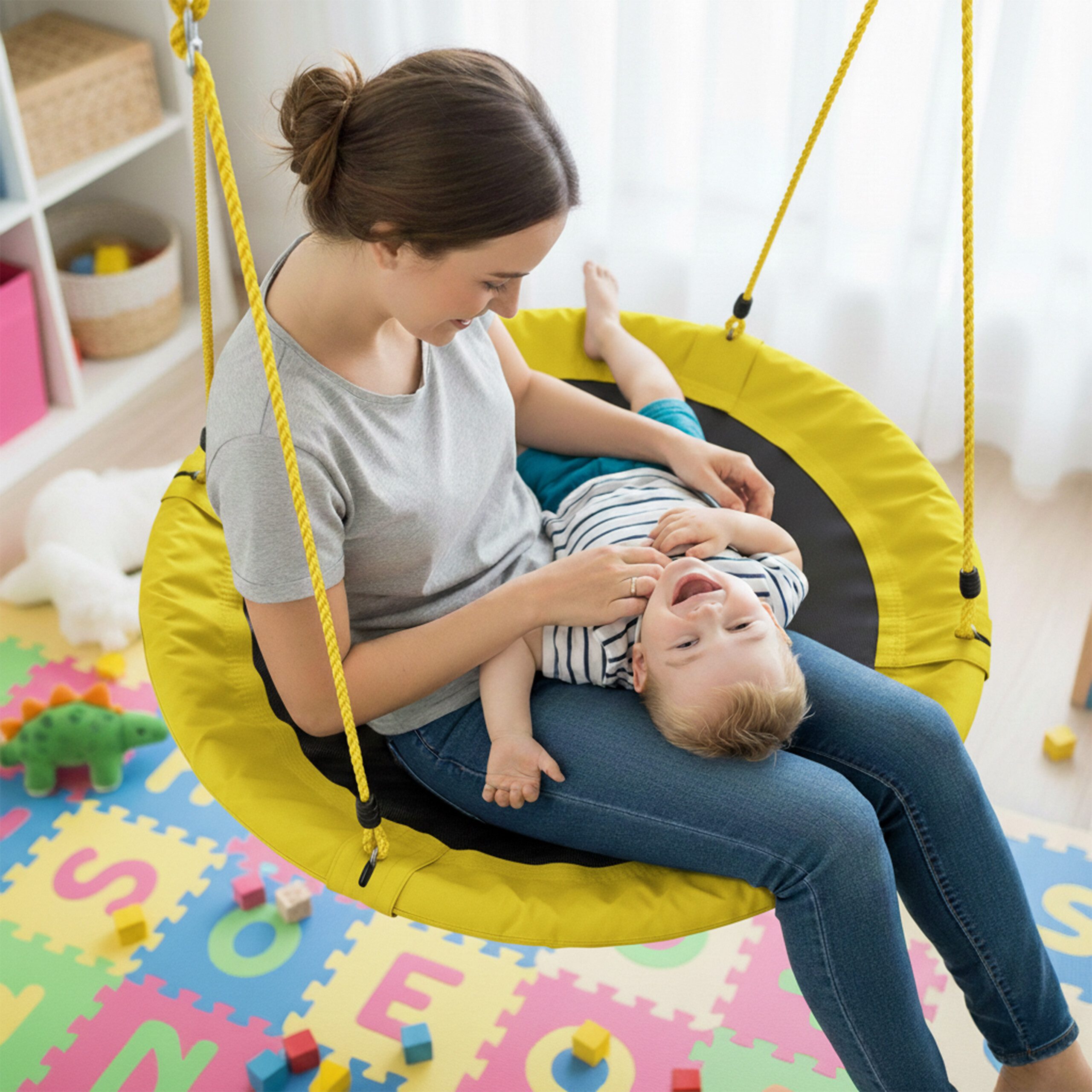 relaxdays Nestschaukel 90 cm, gelb