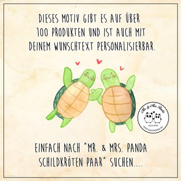 Mr. & Mrs. Panda Servierbrett Schildkröten Paar - Transparent - Geschenk, für Ehemann, Hochzeitstag, Bambus, (1-St), Individuelle Gravuren